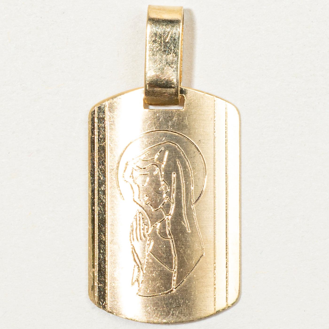 Italian 18k Yellow Gold Mother Mary Pendant
