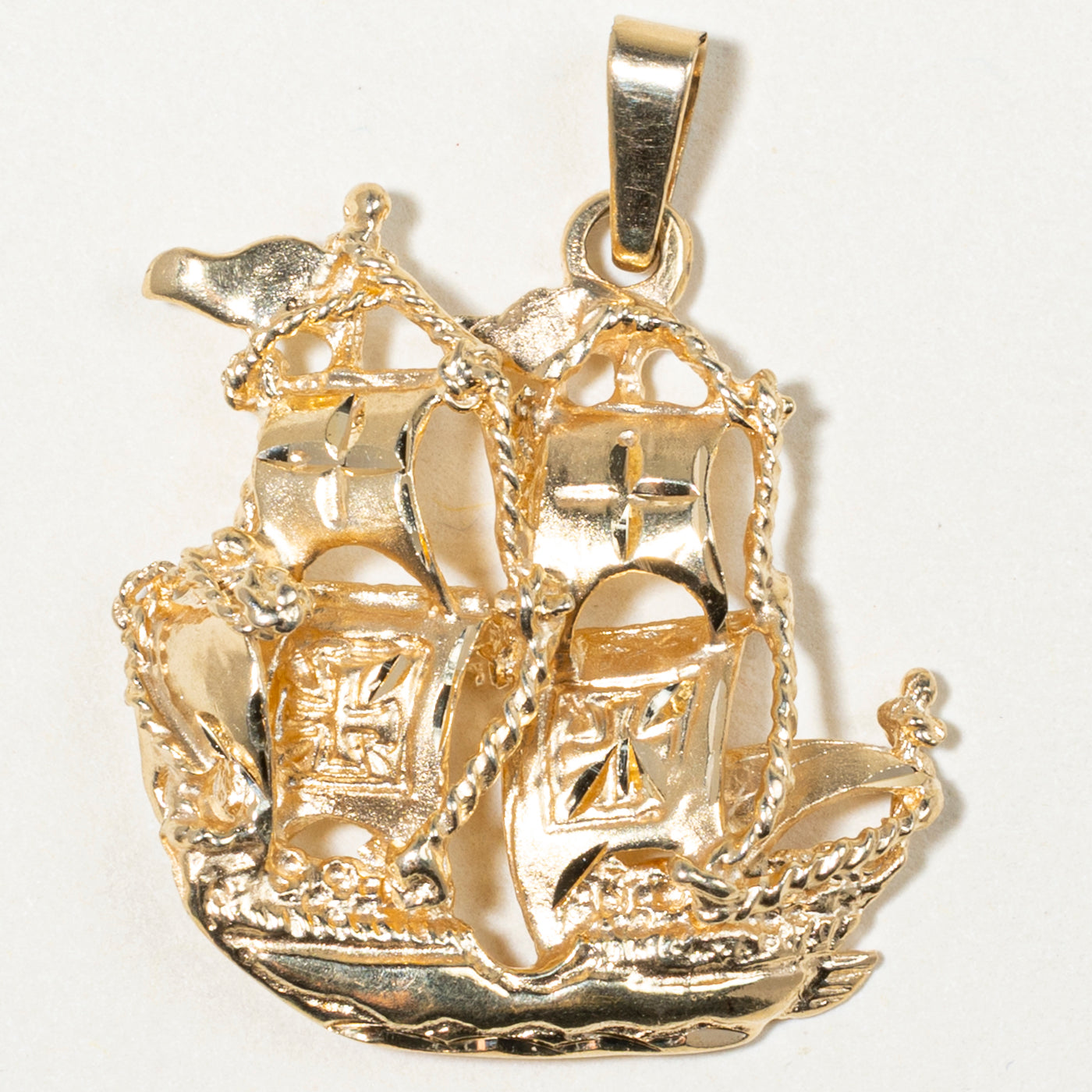 14k Yellow Gold Ship Pendant
