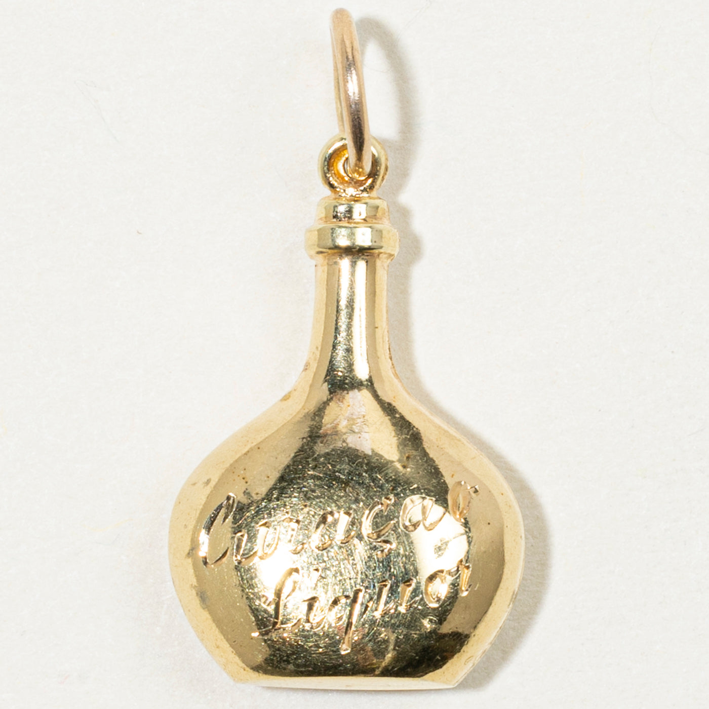 14k Yellow Gold Curacao Bottle Charm