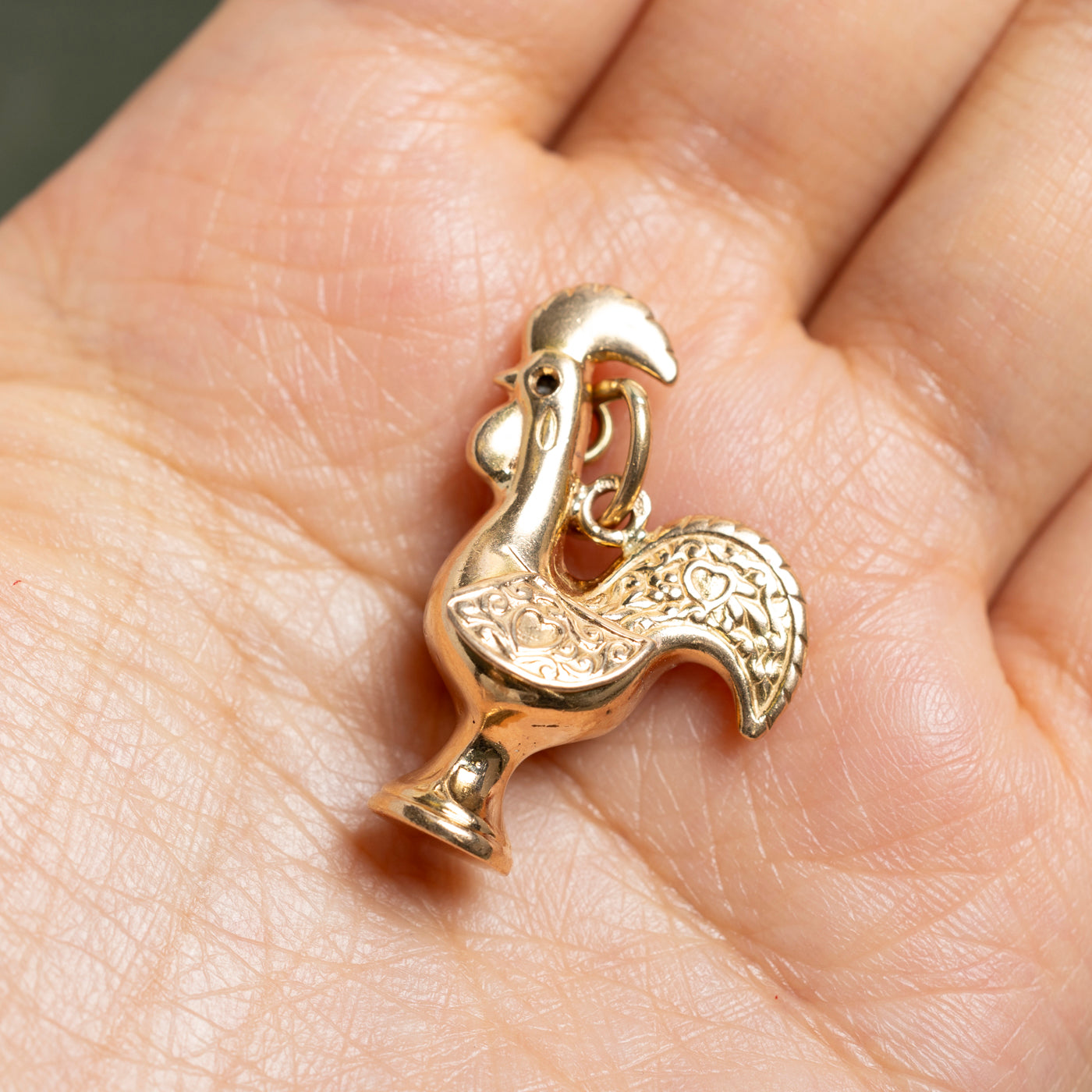 Portuguese 19k Yellow Gold Rooster Charm