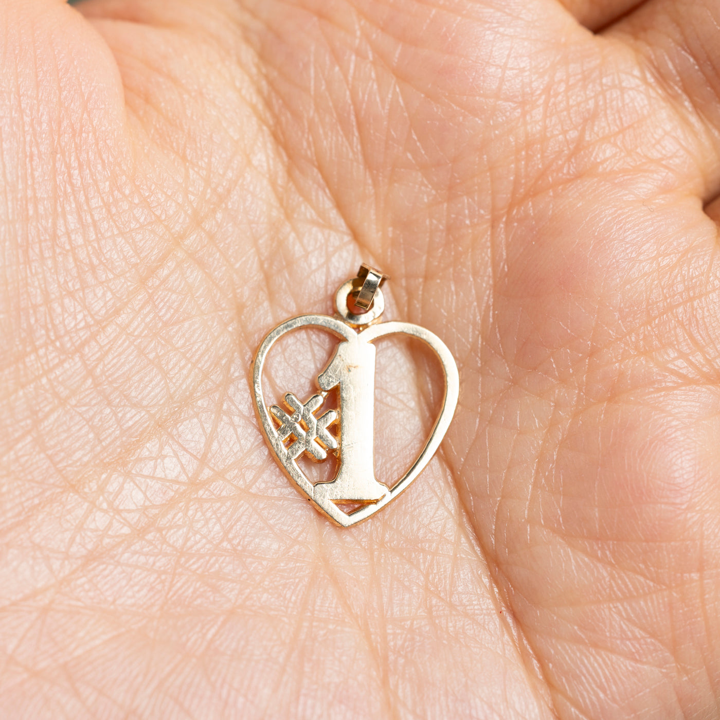 10k Yellow Gold "#1" Heart Pendant