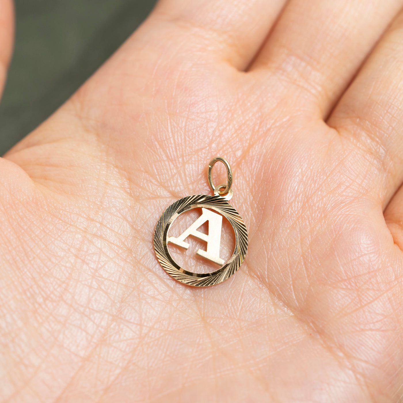 14k Yellow Gold "A" Initial Charm