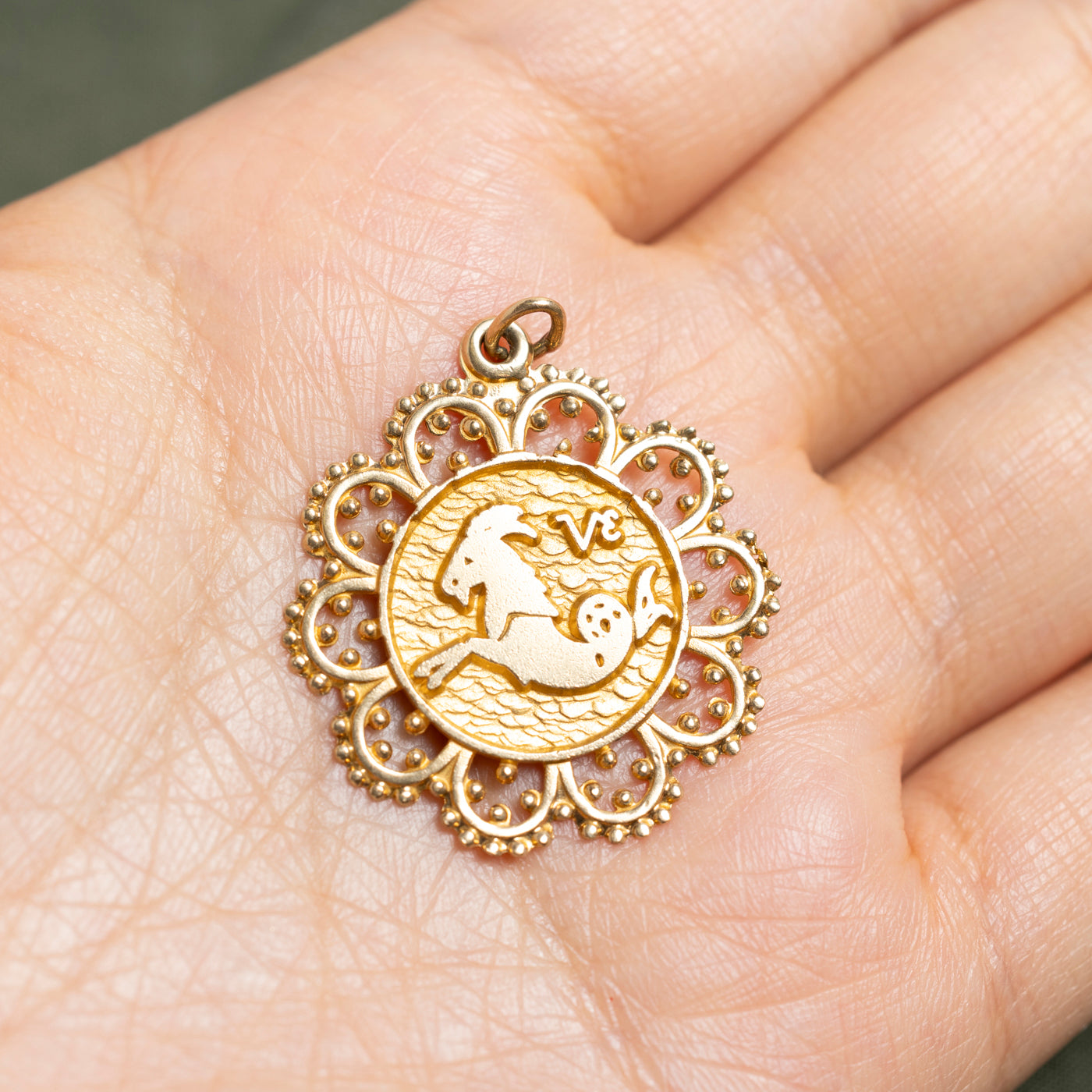 14k Yellow Gold Capricorn Zodiac Charm