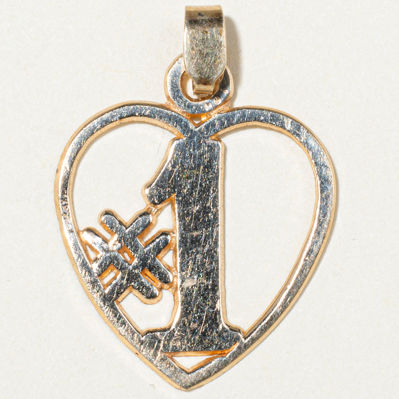 10k Yellow Gold "#1" Heart Pendant