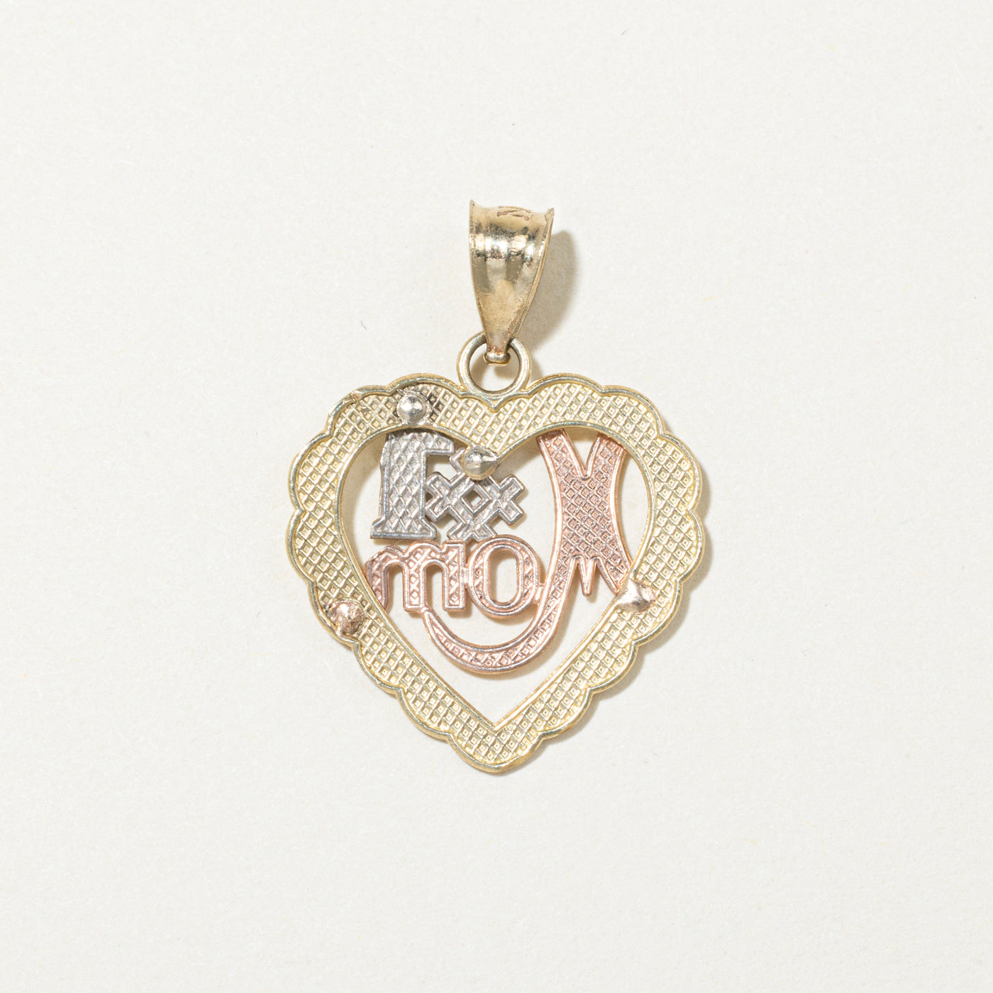 10k Yellow Gold "#1 Mom" Heart Pendant