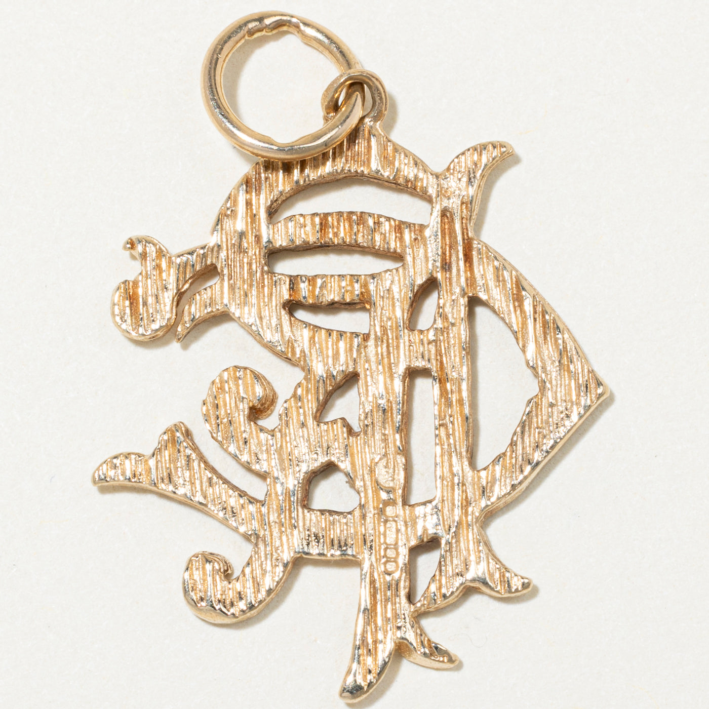 Breloque initiale « RFC » en or jaune 9 carats