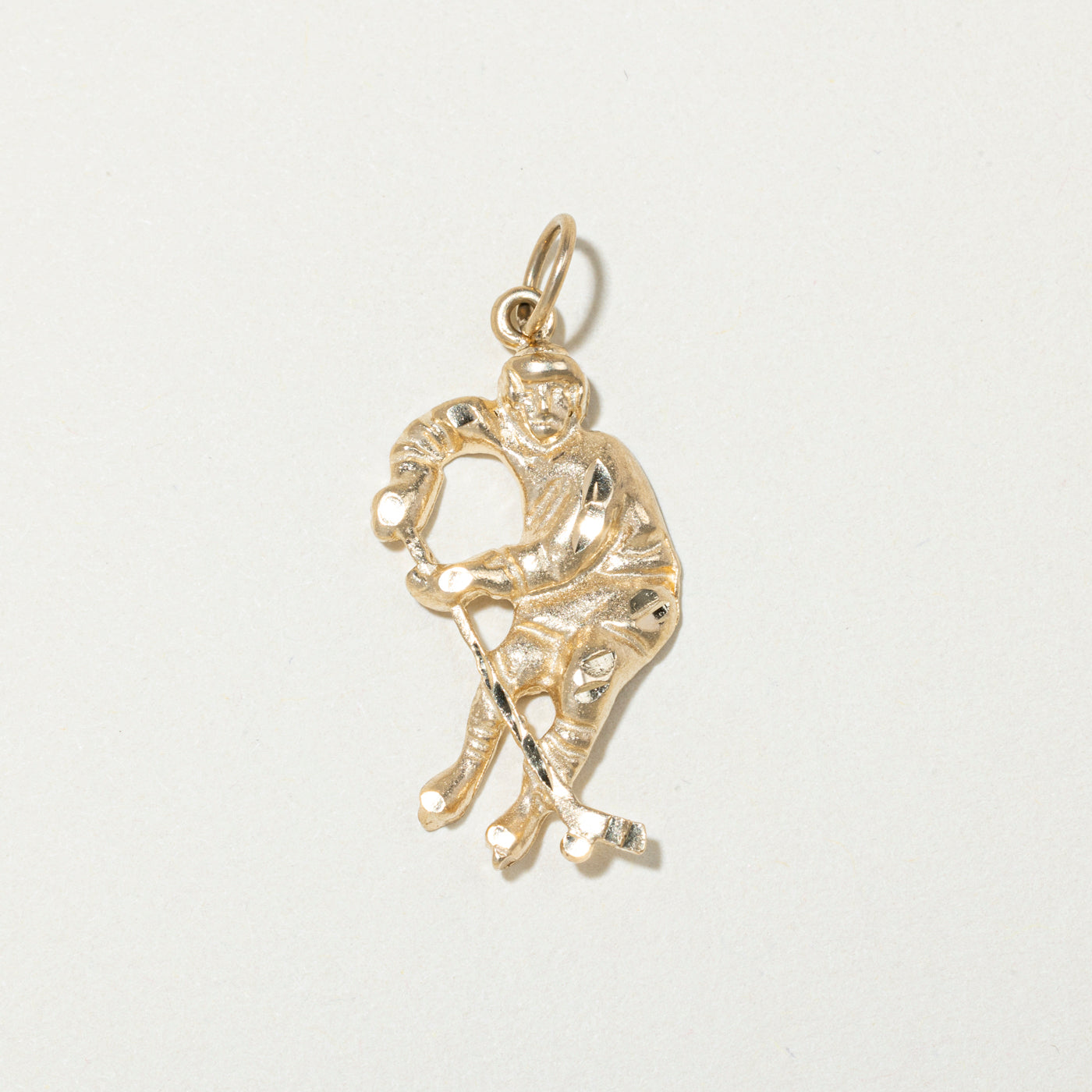 10k Yellow Gold Hockey Player Charm