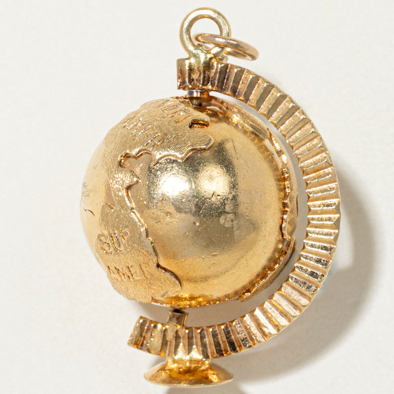 Vintage Italian 18k Yellow Gold Globe Charm
