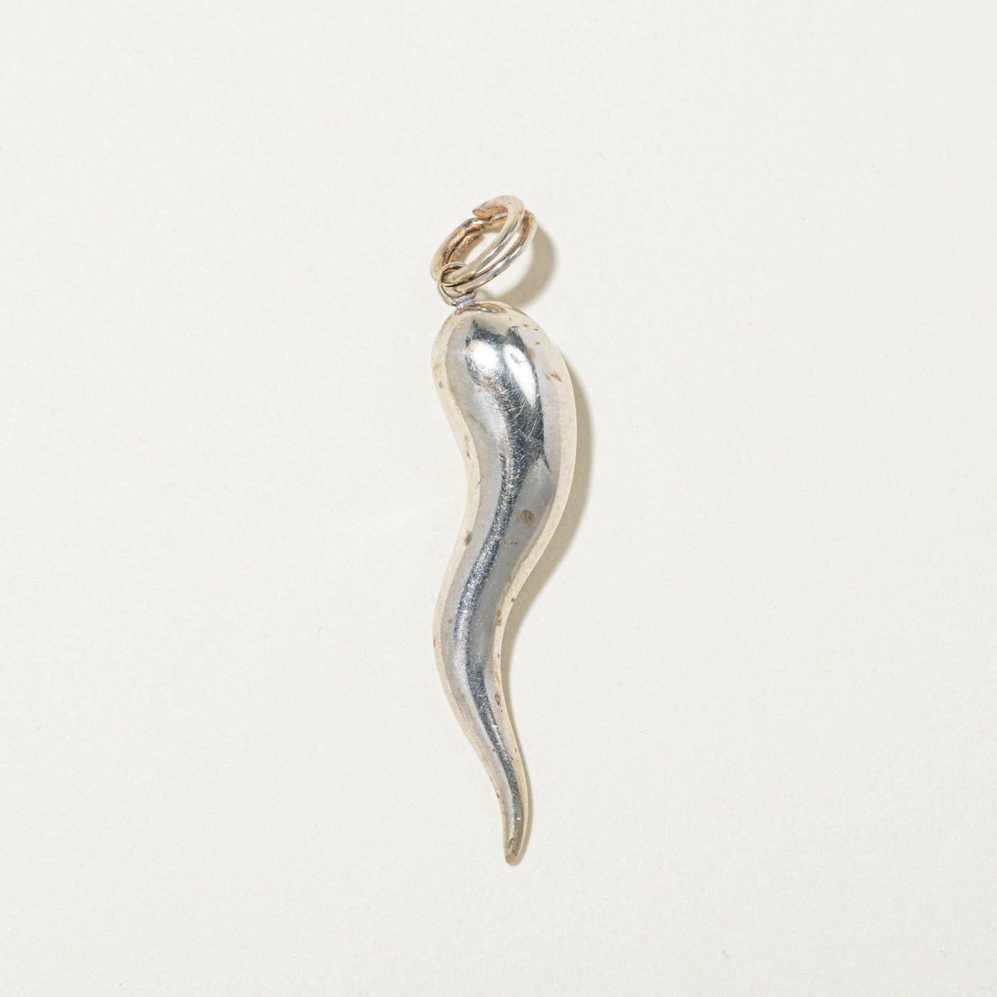 10k White Gold Cornicello Charm