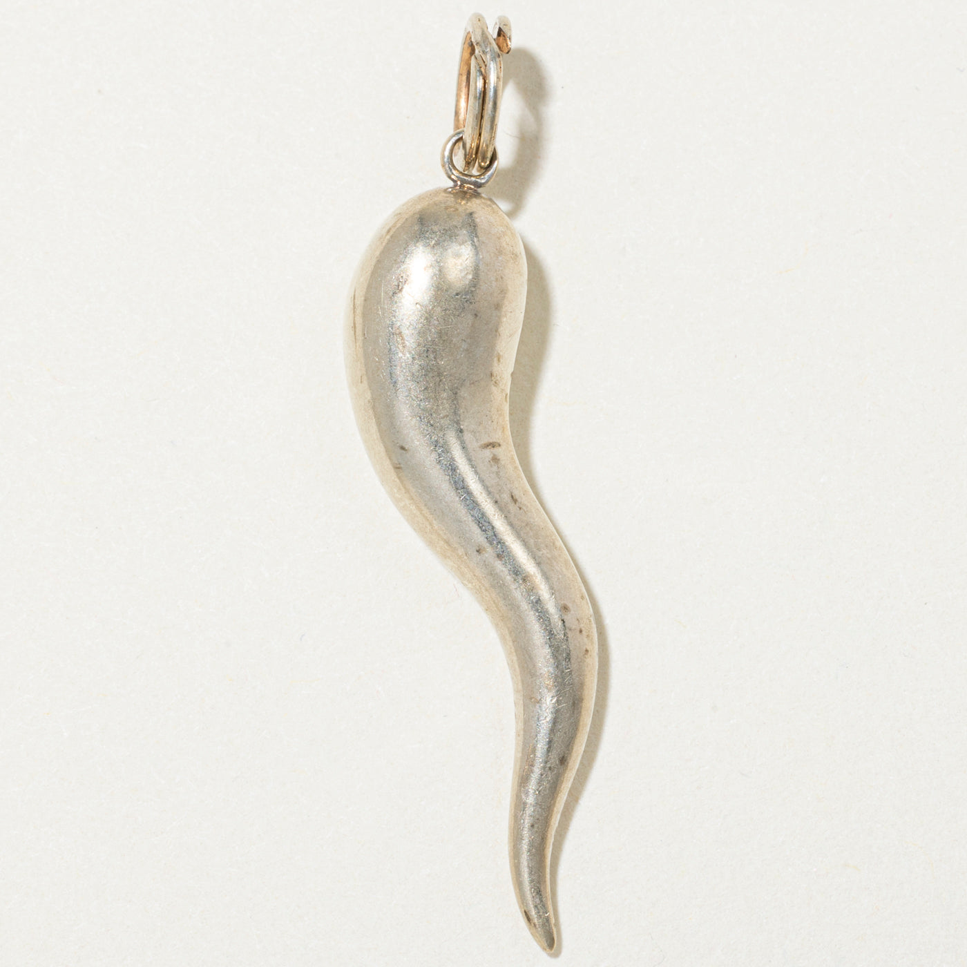 10k White Gold Cornicello Charm