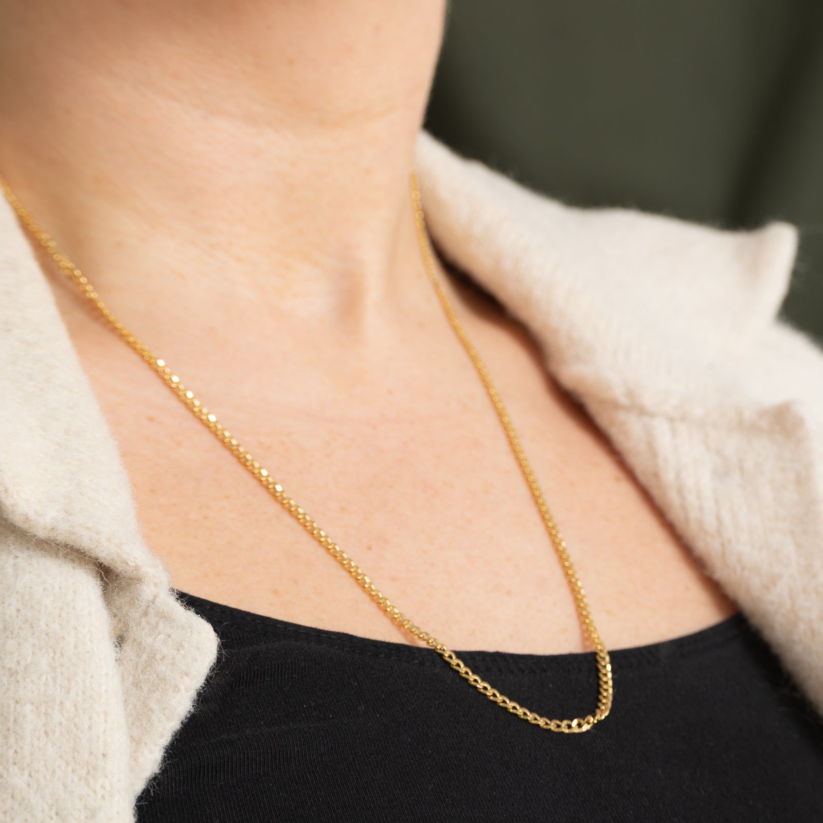Italian 18k Yellow Gold Curb Link Chain | 23"