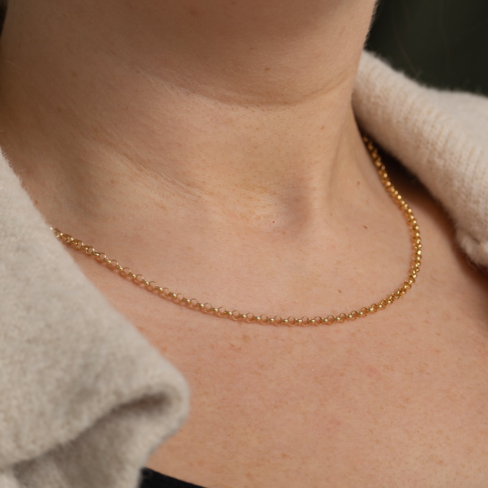 Japanese 18k Yellow Gold Rolo Chain | 15.5"