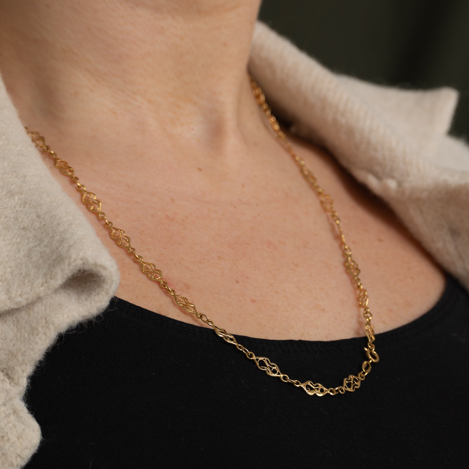 18k Yellow Gold Filigree Chain | 23.5"