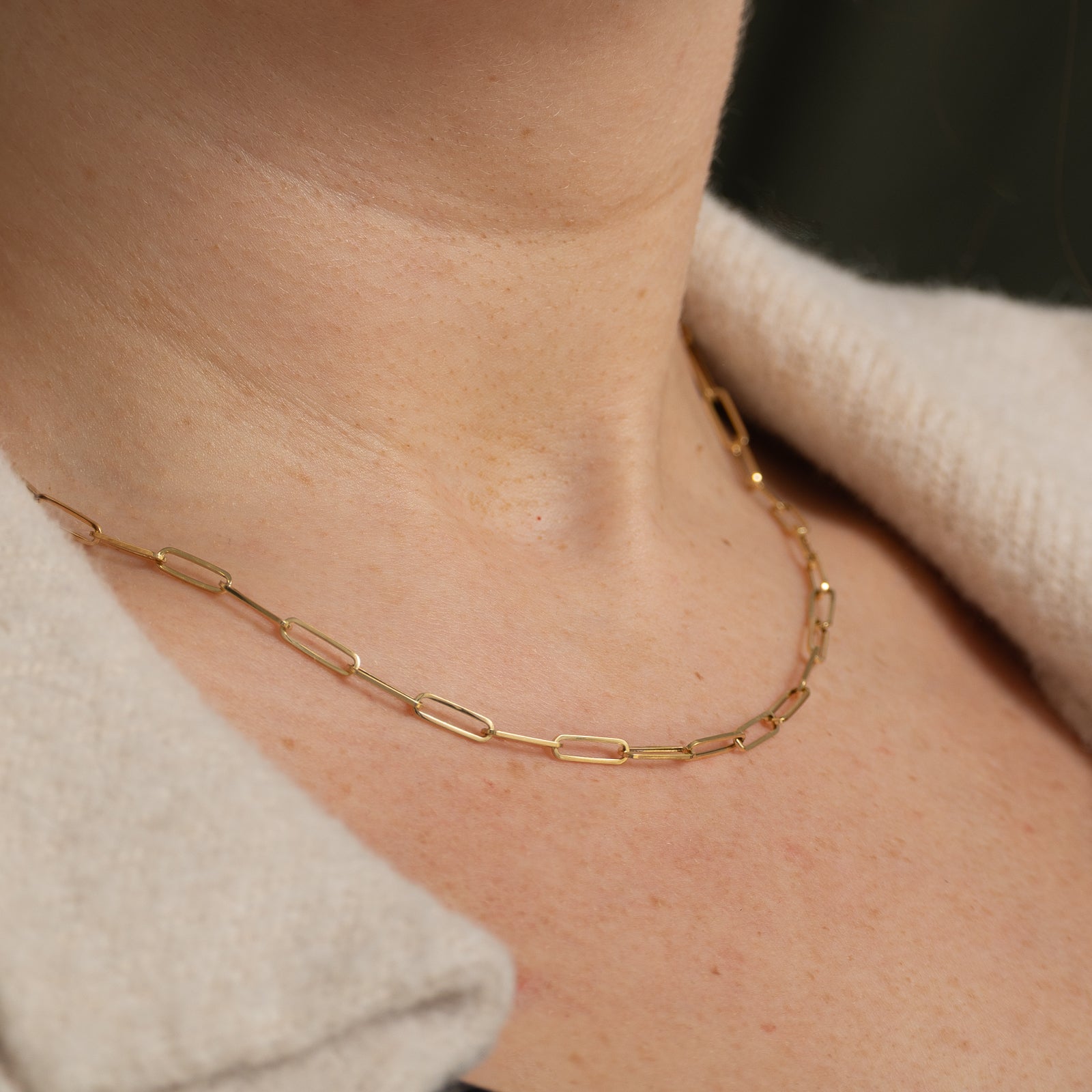 18k Yellow Gold Paperclip Chain | 16"