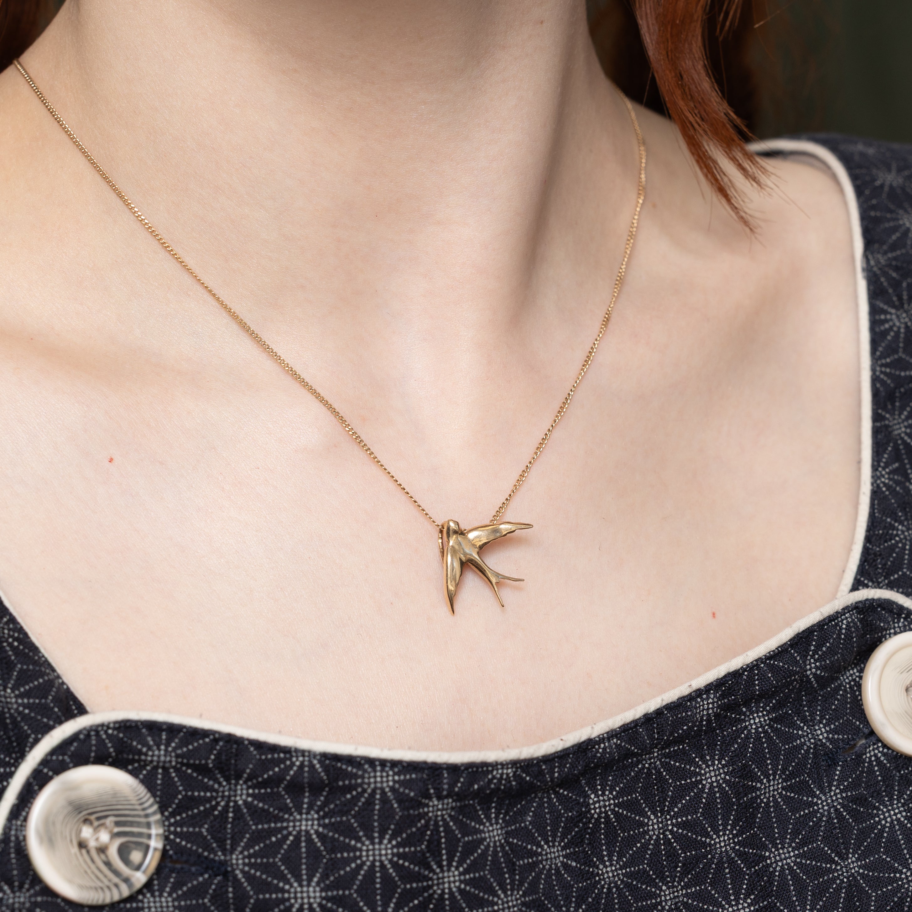 10k Yellow Gold Swallow Pendant