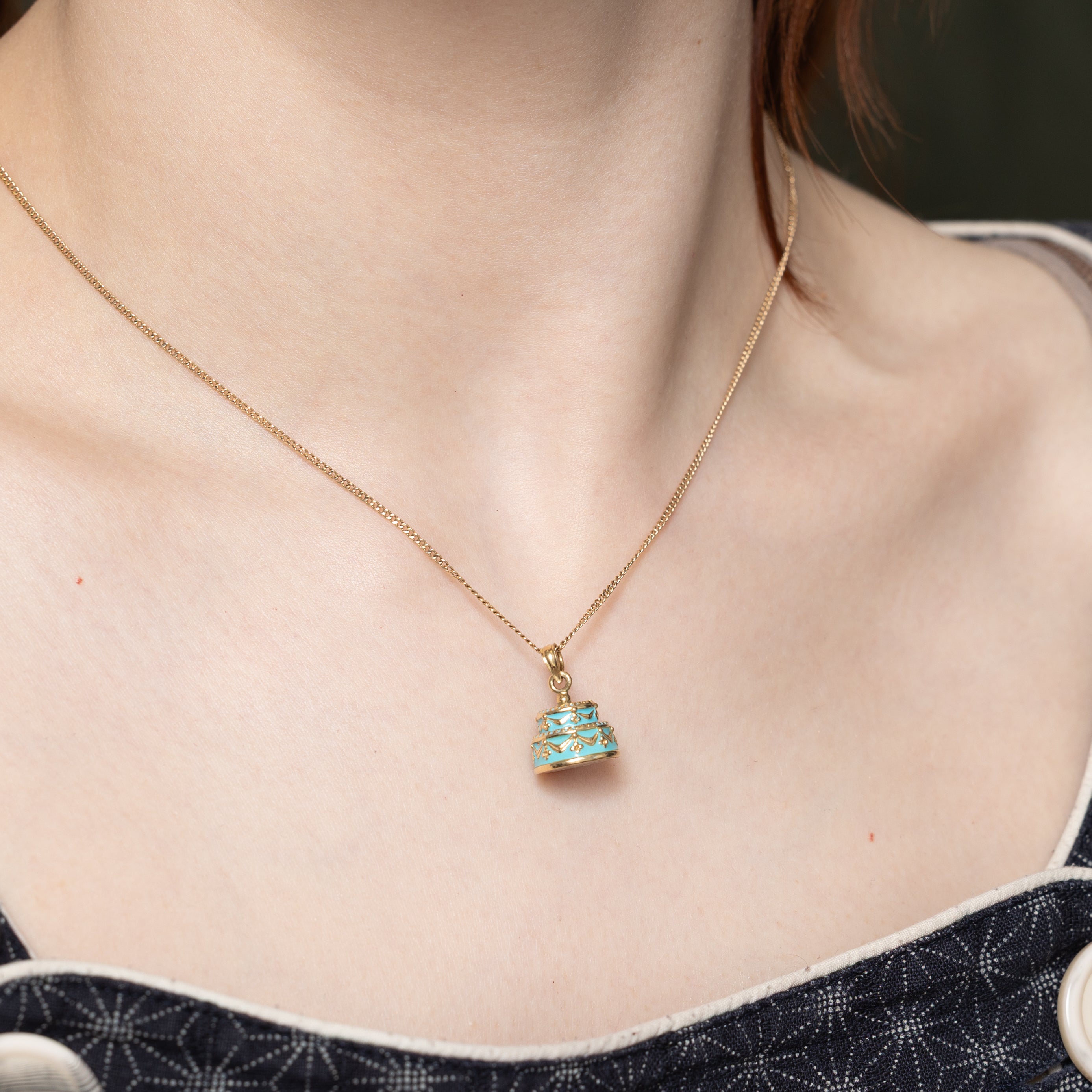14k Yellow Gold "Happy Birthday" Cake Pendant