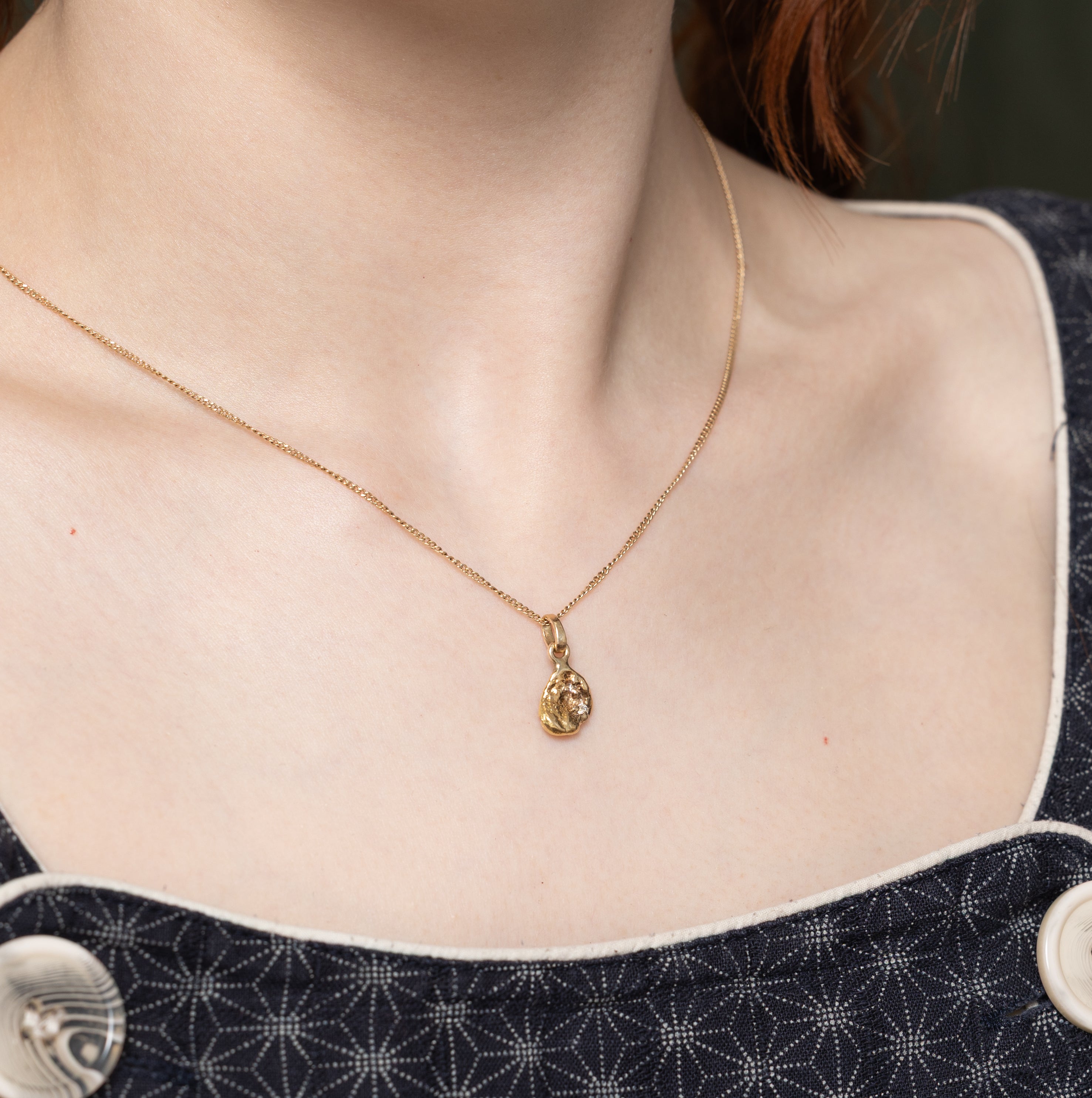 18k Yellow Gold Diamond Nugget Charm
