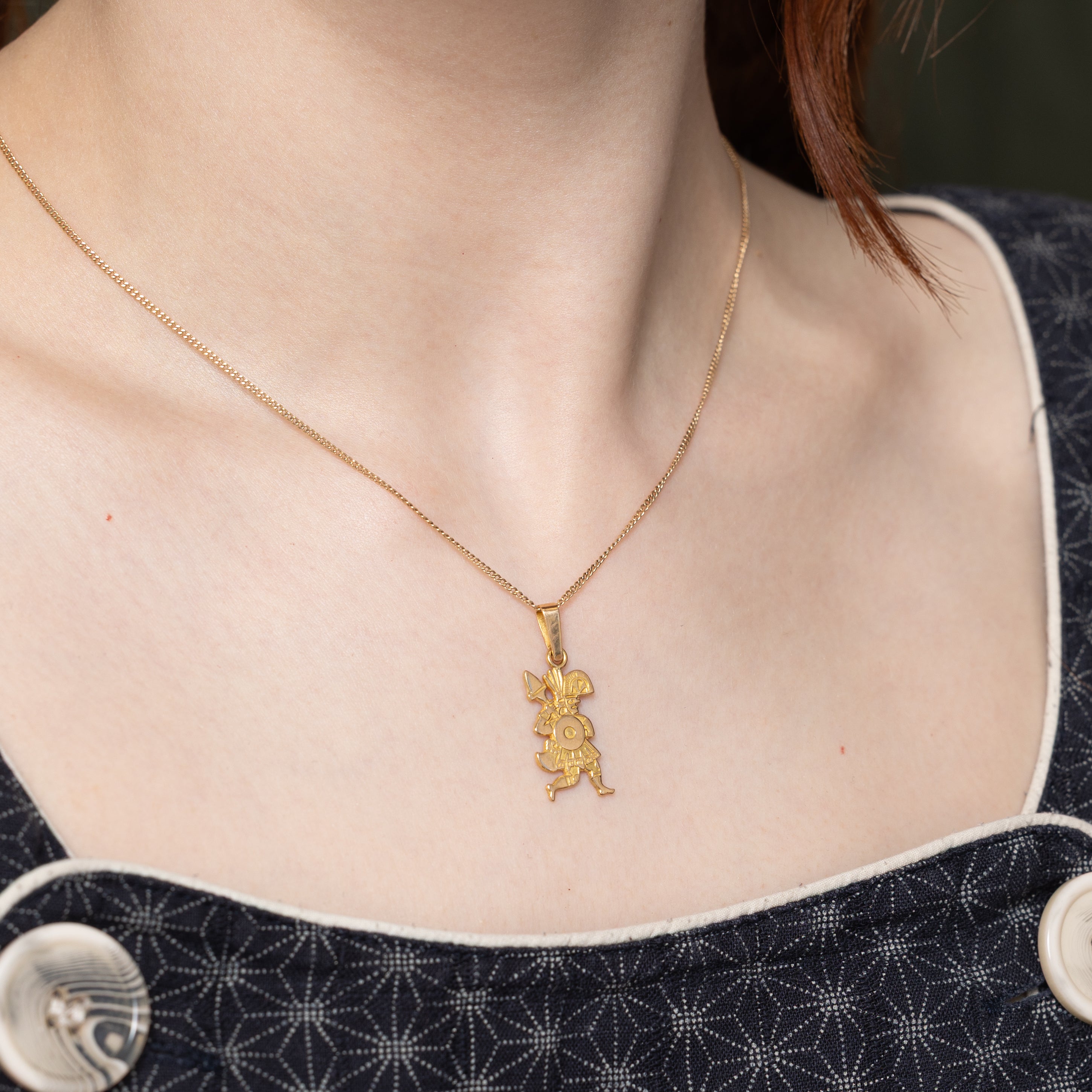 18k Yellow Gold Warrior Pendant