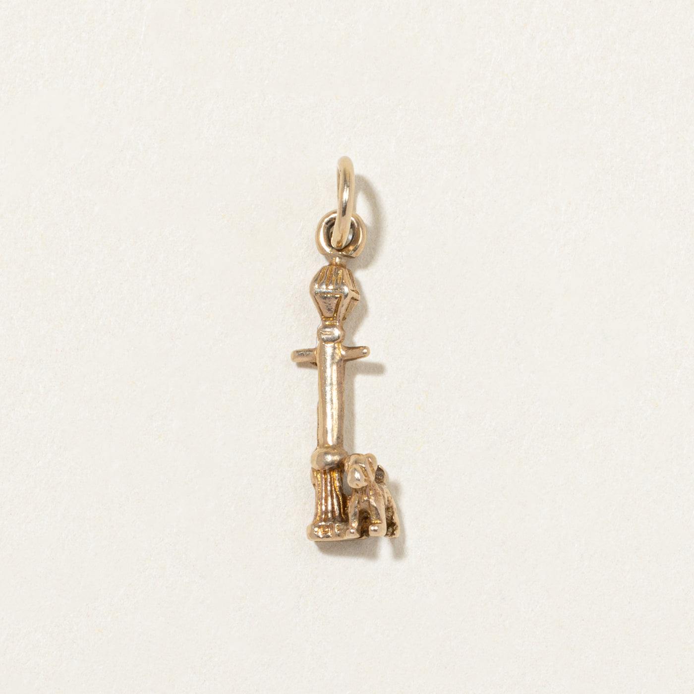 1952 Birmingham 9k Yellow Gold Lamp Post with Dog Charm
