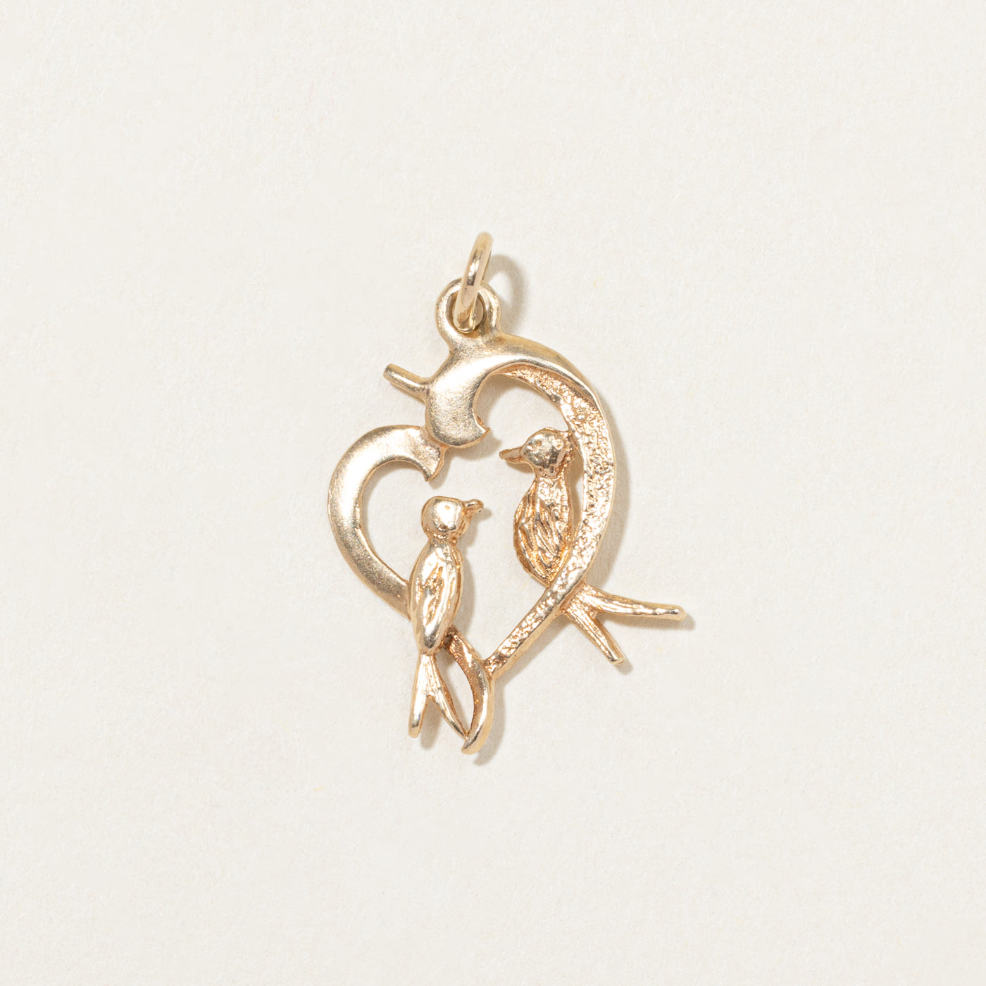 10k Yellow Gold Love Birds in Heart Charm