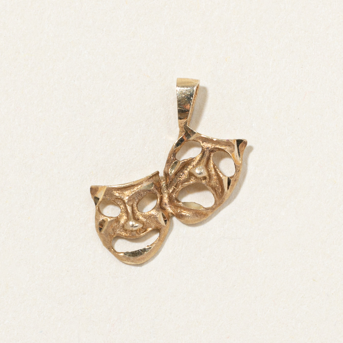 10k Yellow Gold Comedy & Tragedy Masks Pendant