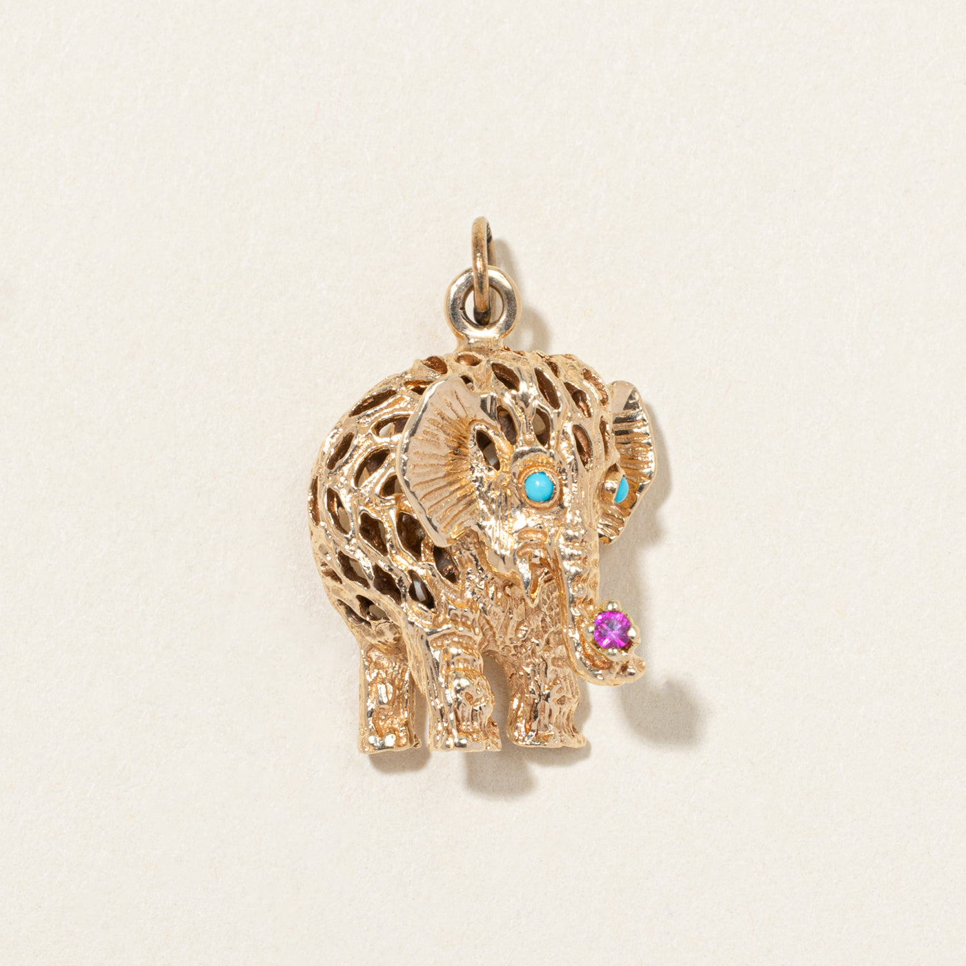 Breloque éléphant en or jaune 14 carats