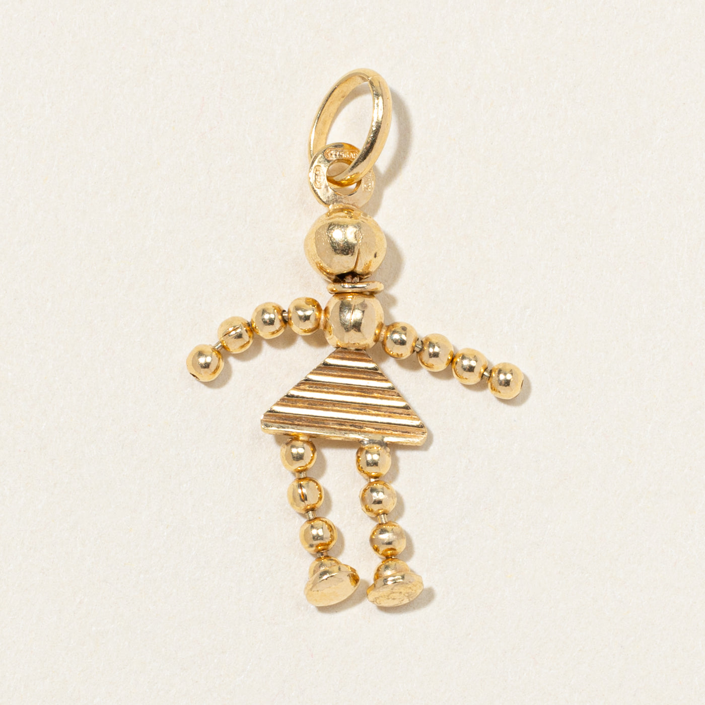 18k Yellow Gold Stick Figure Girl Charm