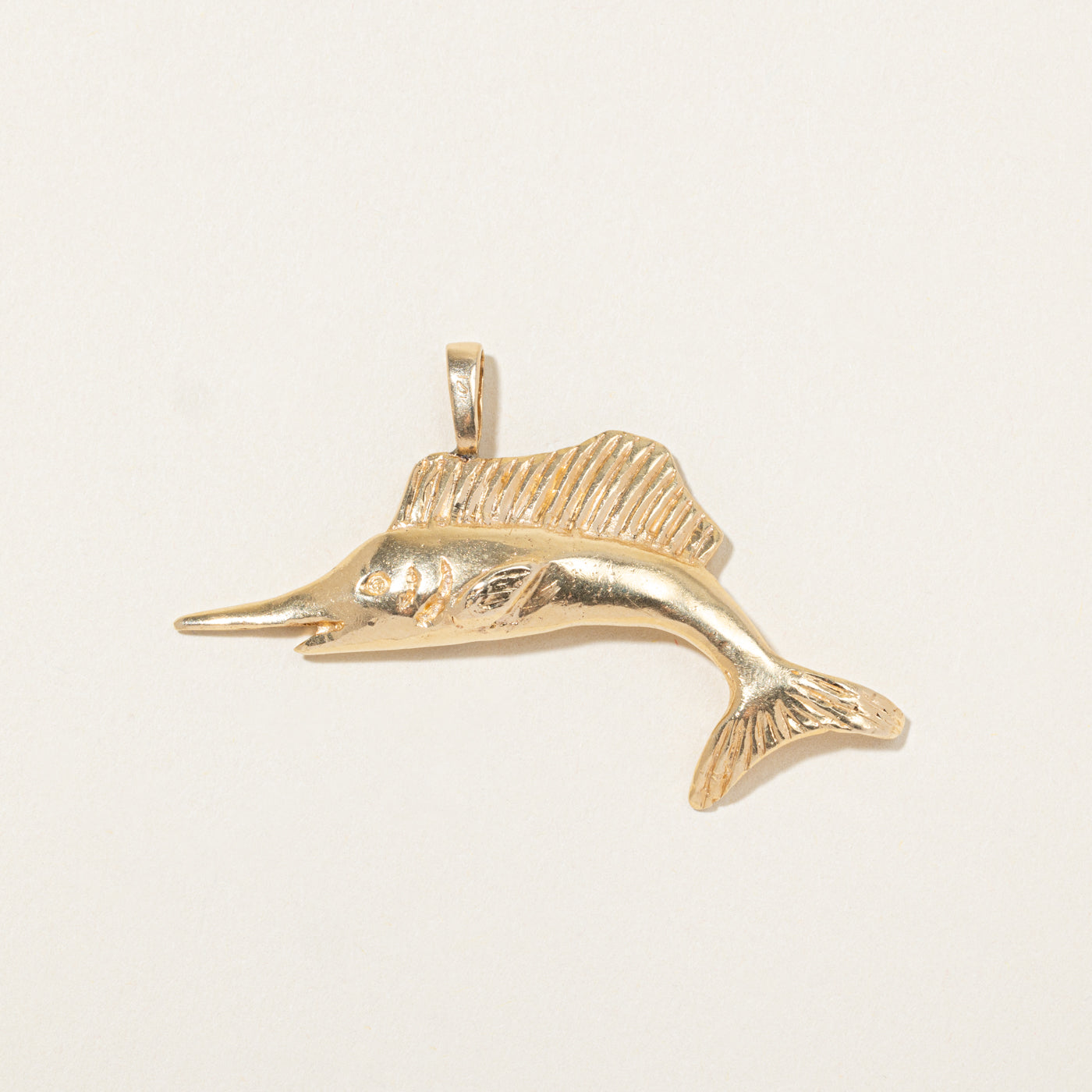 14k Yellow Gold Sailfish Pendant