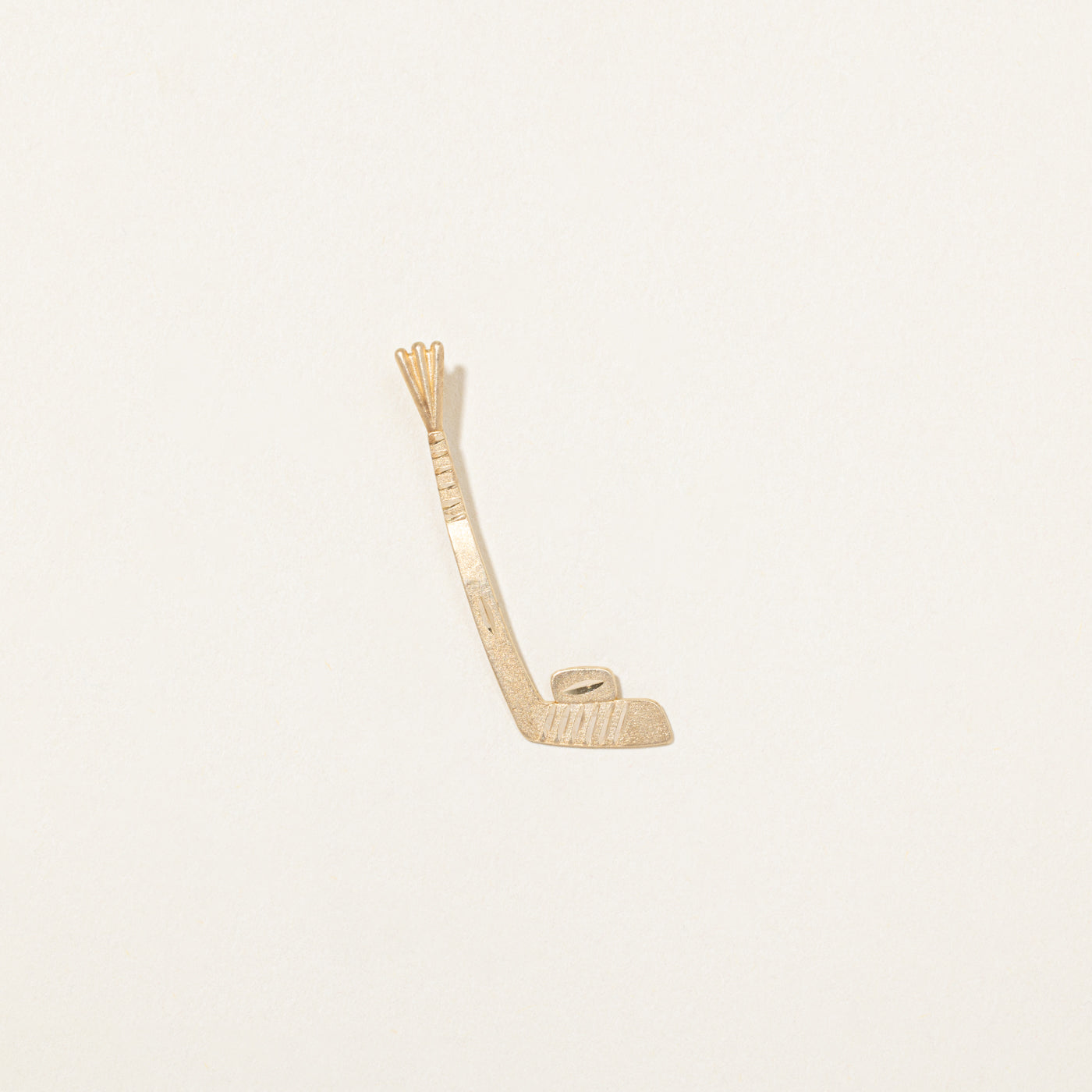 14k Yellow Gold Hockey Stick & Puck Pendant