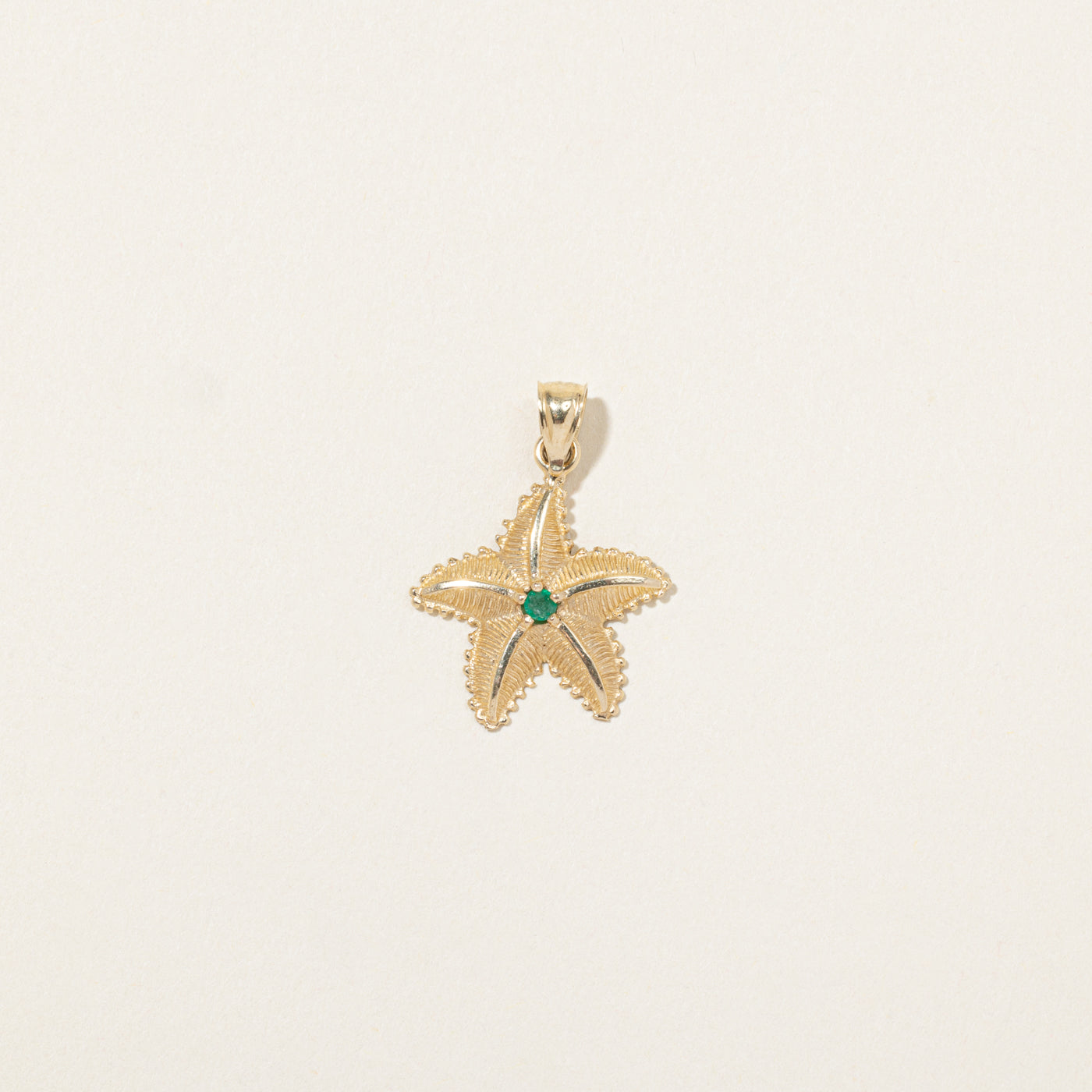 14k Yellow Gold Emerald Starfish Pendant
