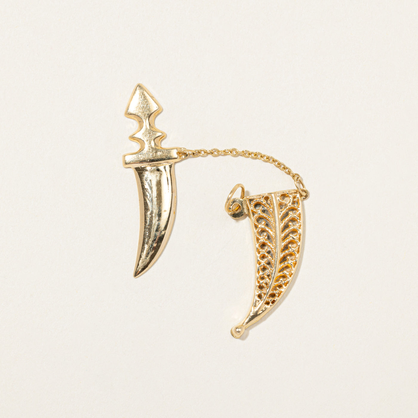 Italian 18k Yellow Gold Dagger & Sheath Pendant
