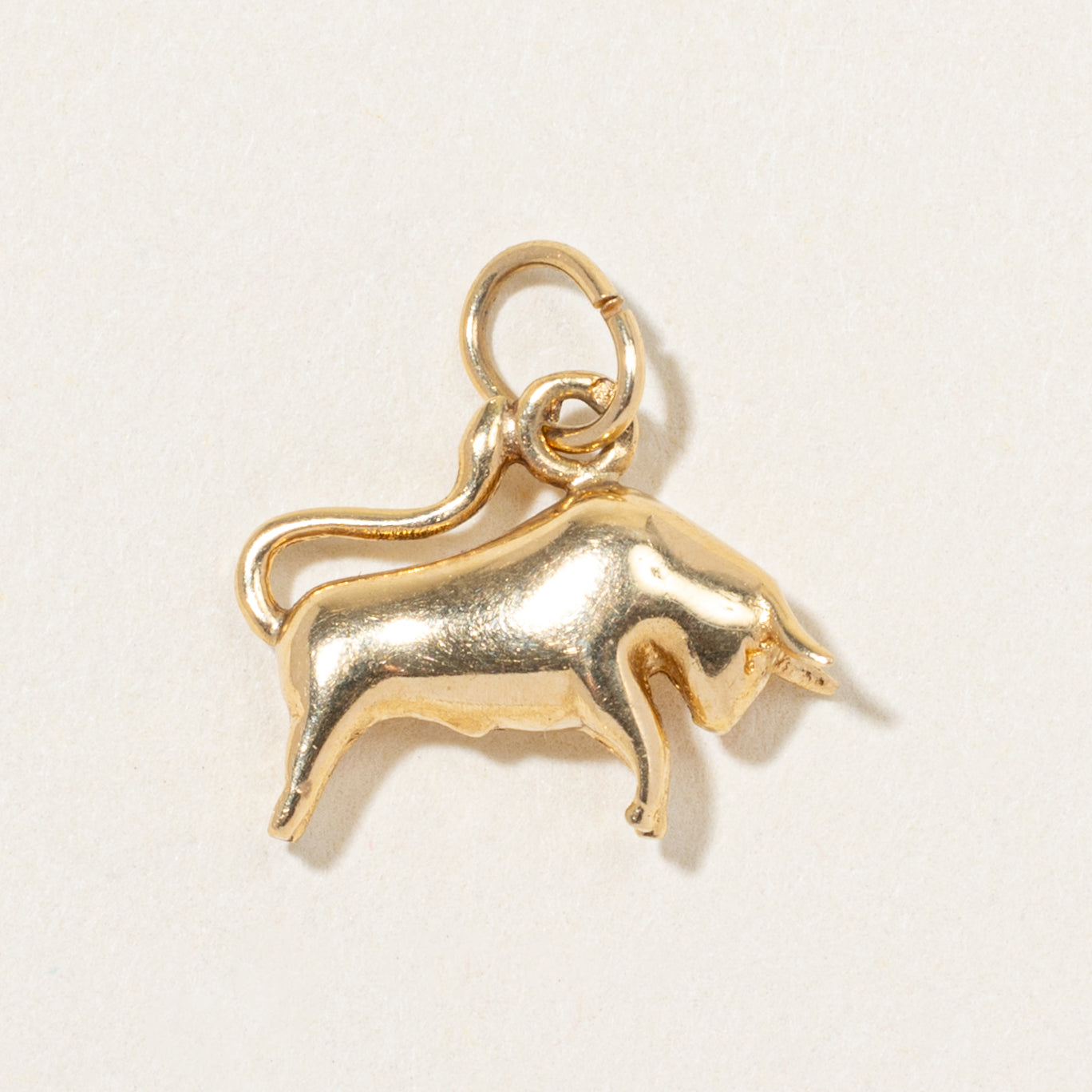 French Hallmarked 18k Yellow Gold Charging Bull Charm