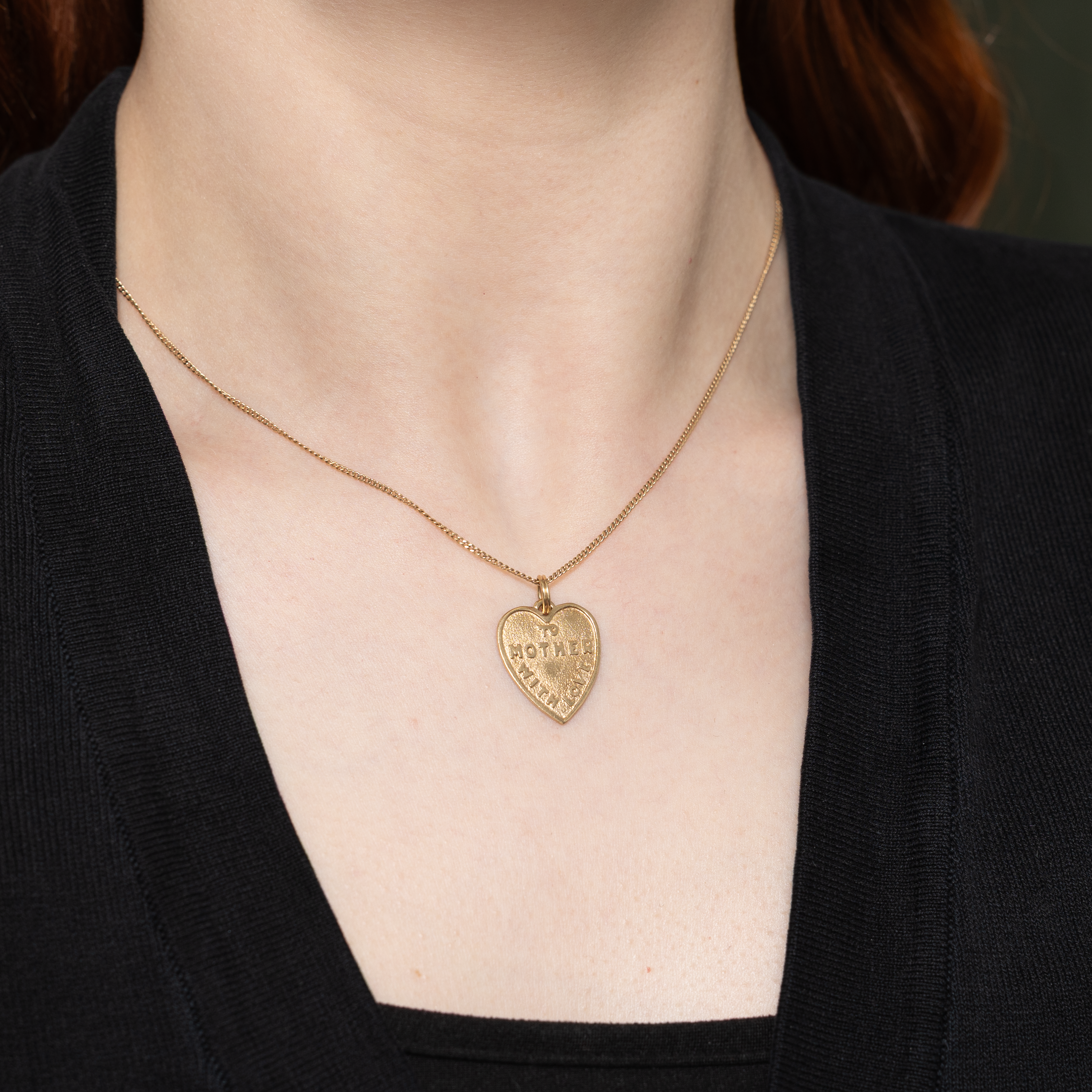 Breloque cœur en or jaune 10 carats « À maman avec amour »