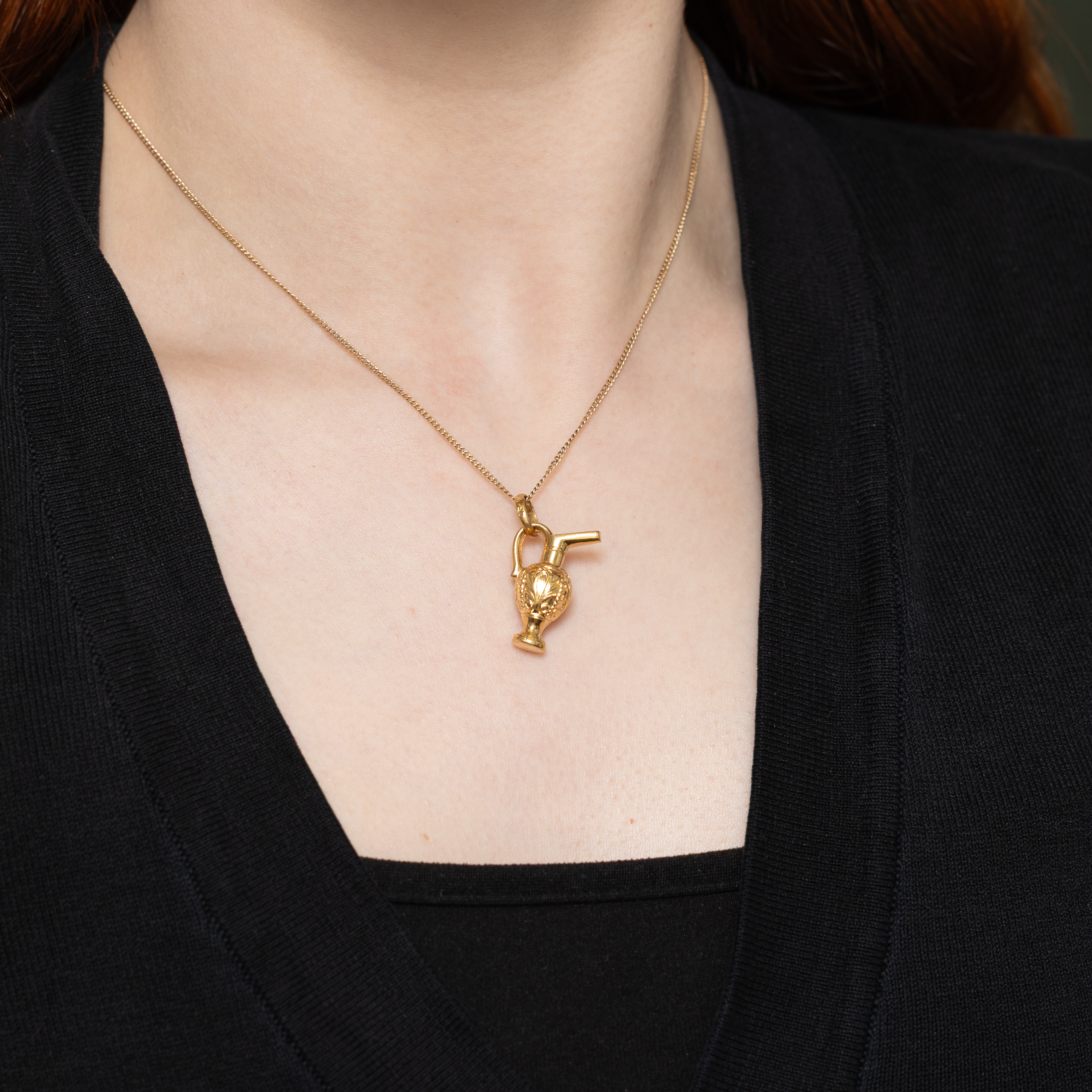 Vintage Italian 18k Floral Pitcher Charm