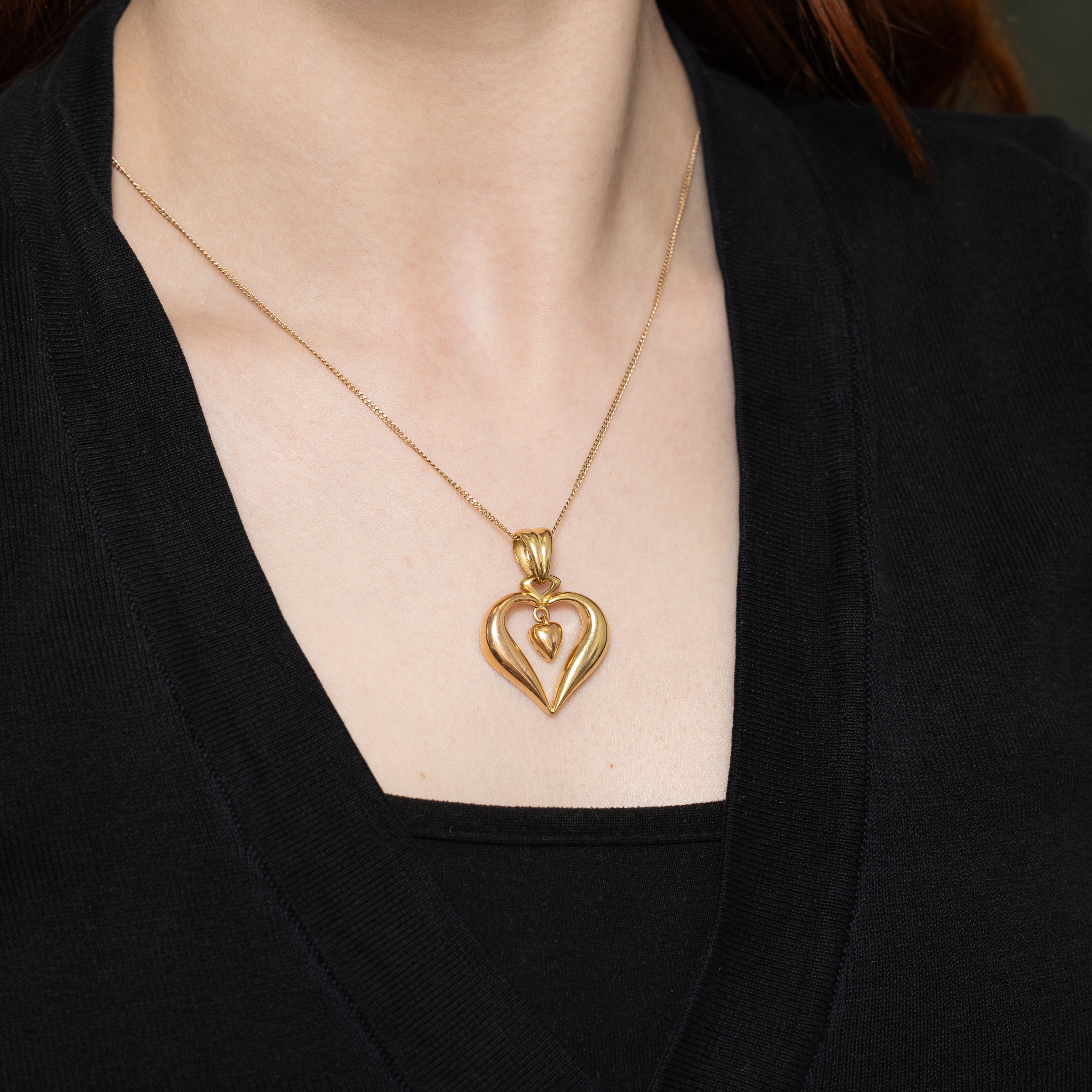 Pendentif cœur pendant en or jaune 18 carats