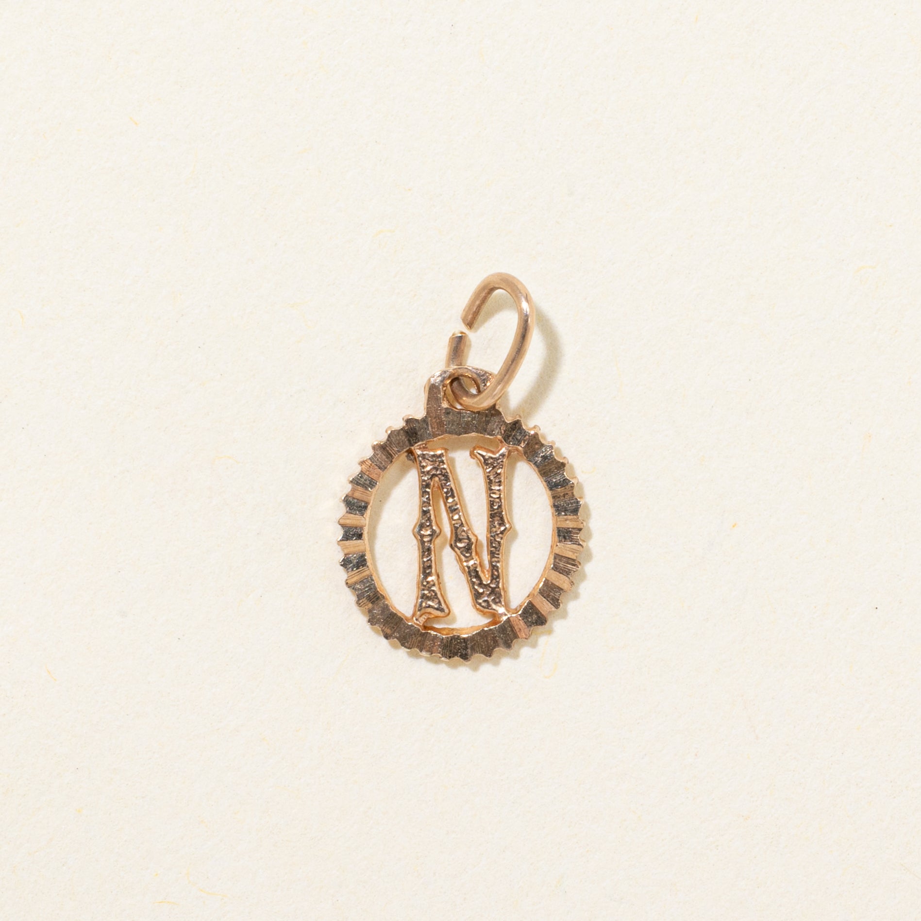 10k Rose Gold "N" Initial Charm