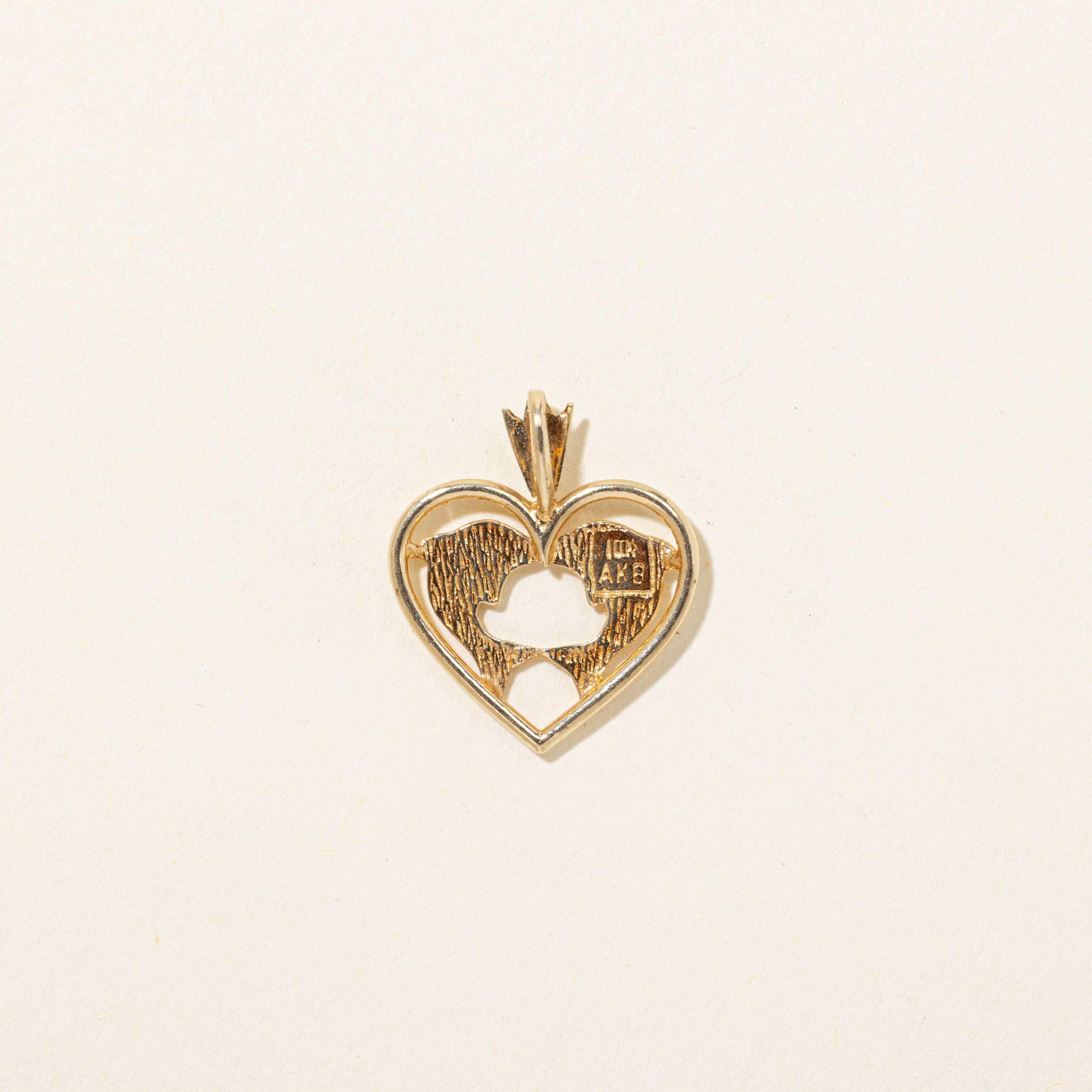 10k Yellow Gold Dolphin Heart Pendant