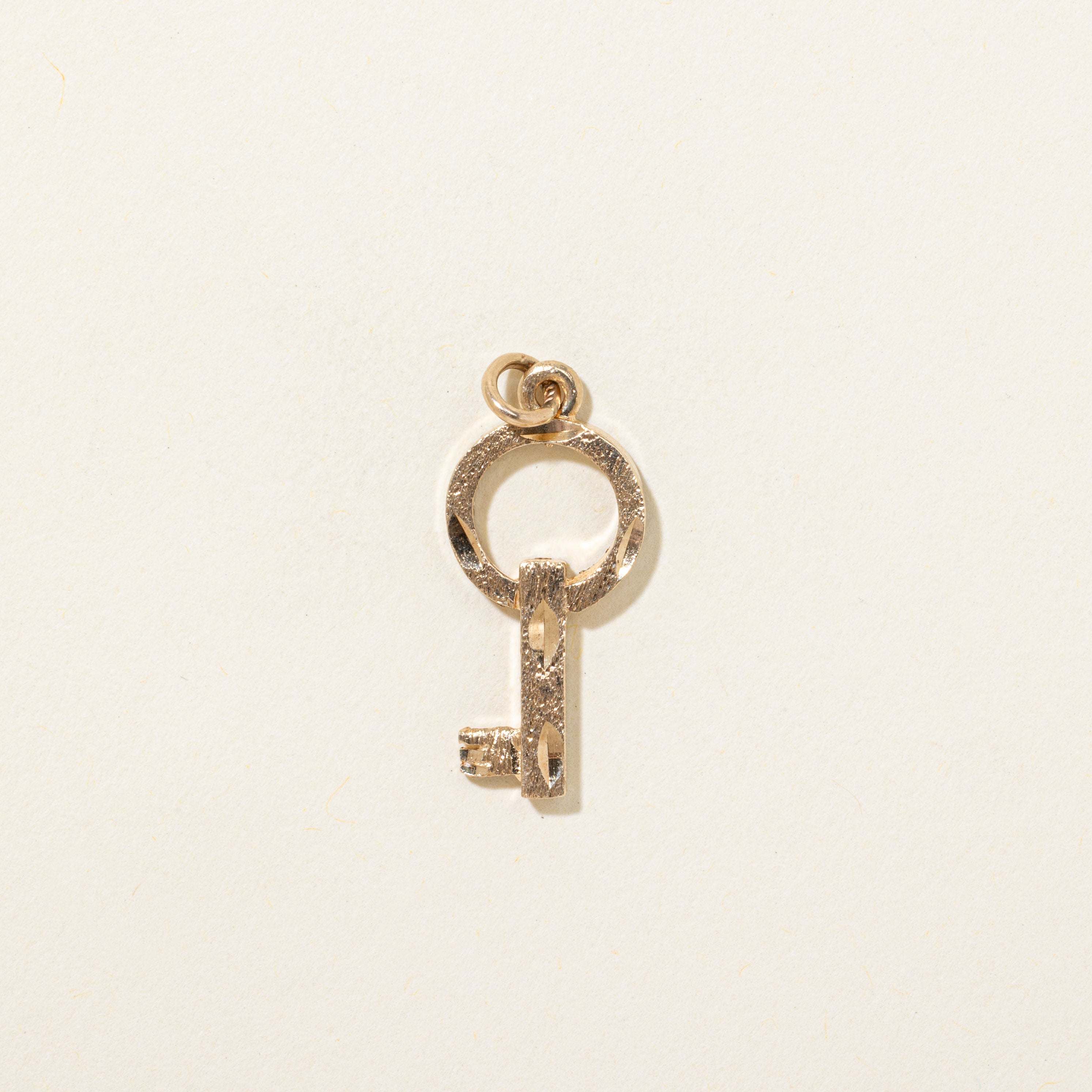 10k Yellow Gold Textured Key Charm