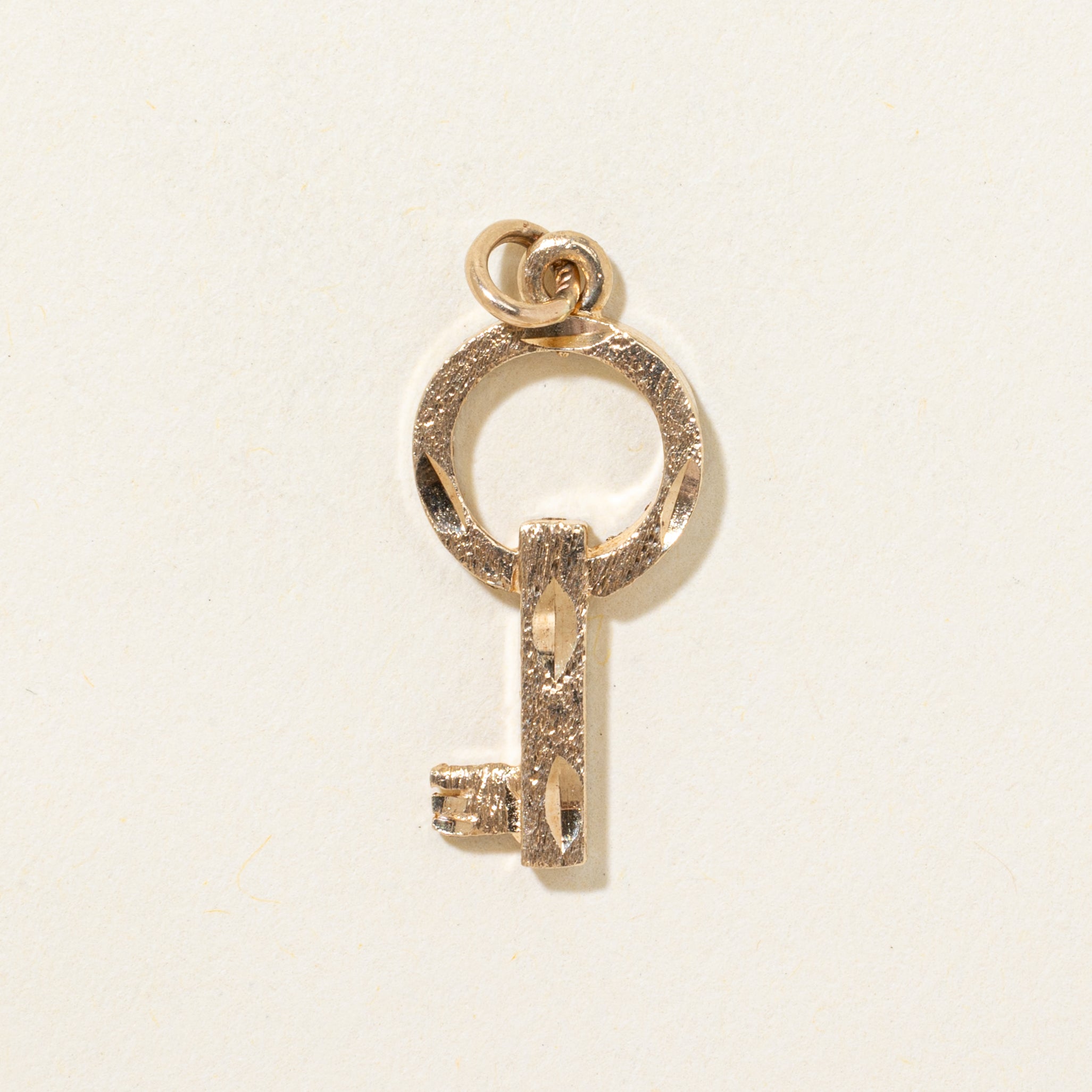 10k Yellow Gold Textured Key Charm