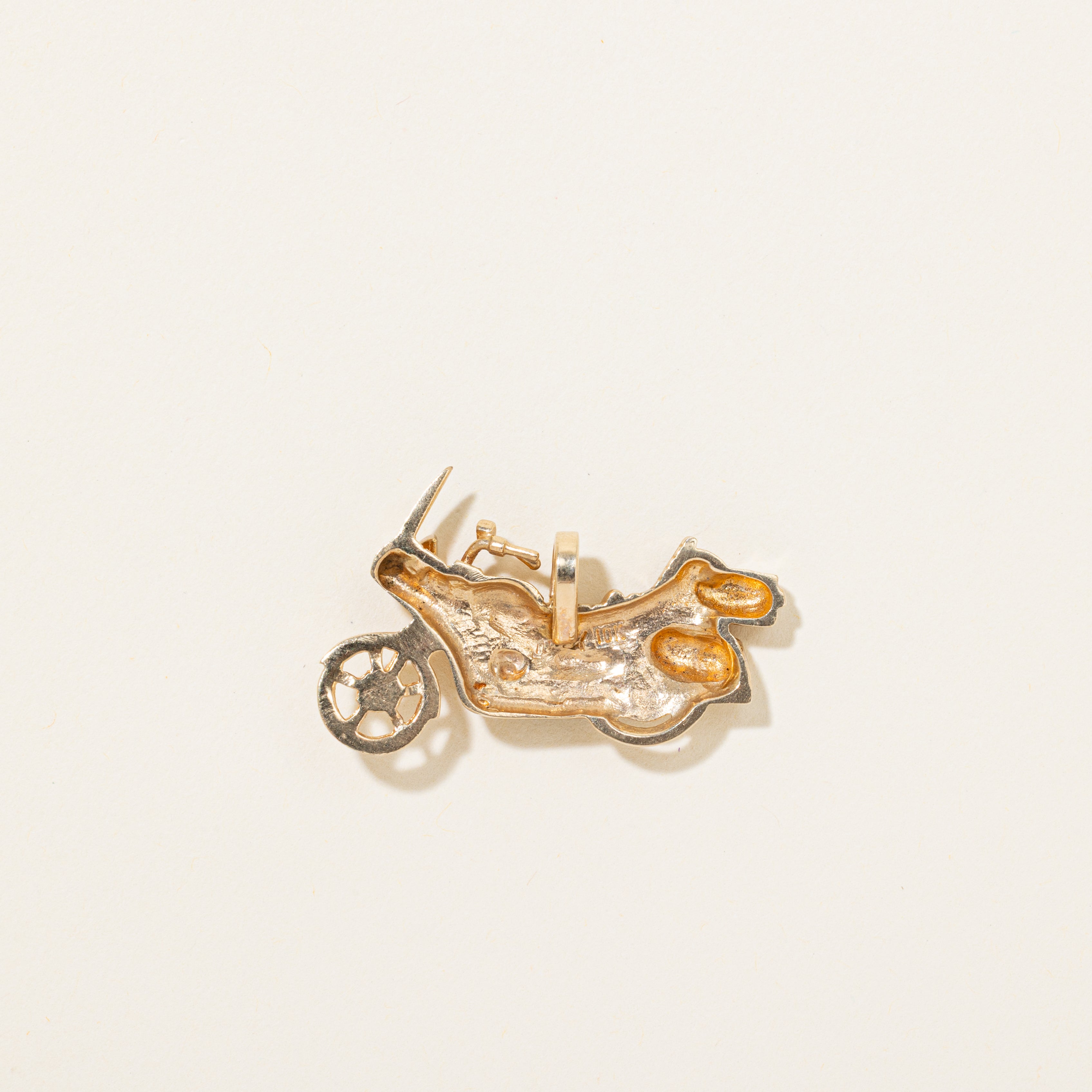10k Yellow Gold Motorcycle Pendant