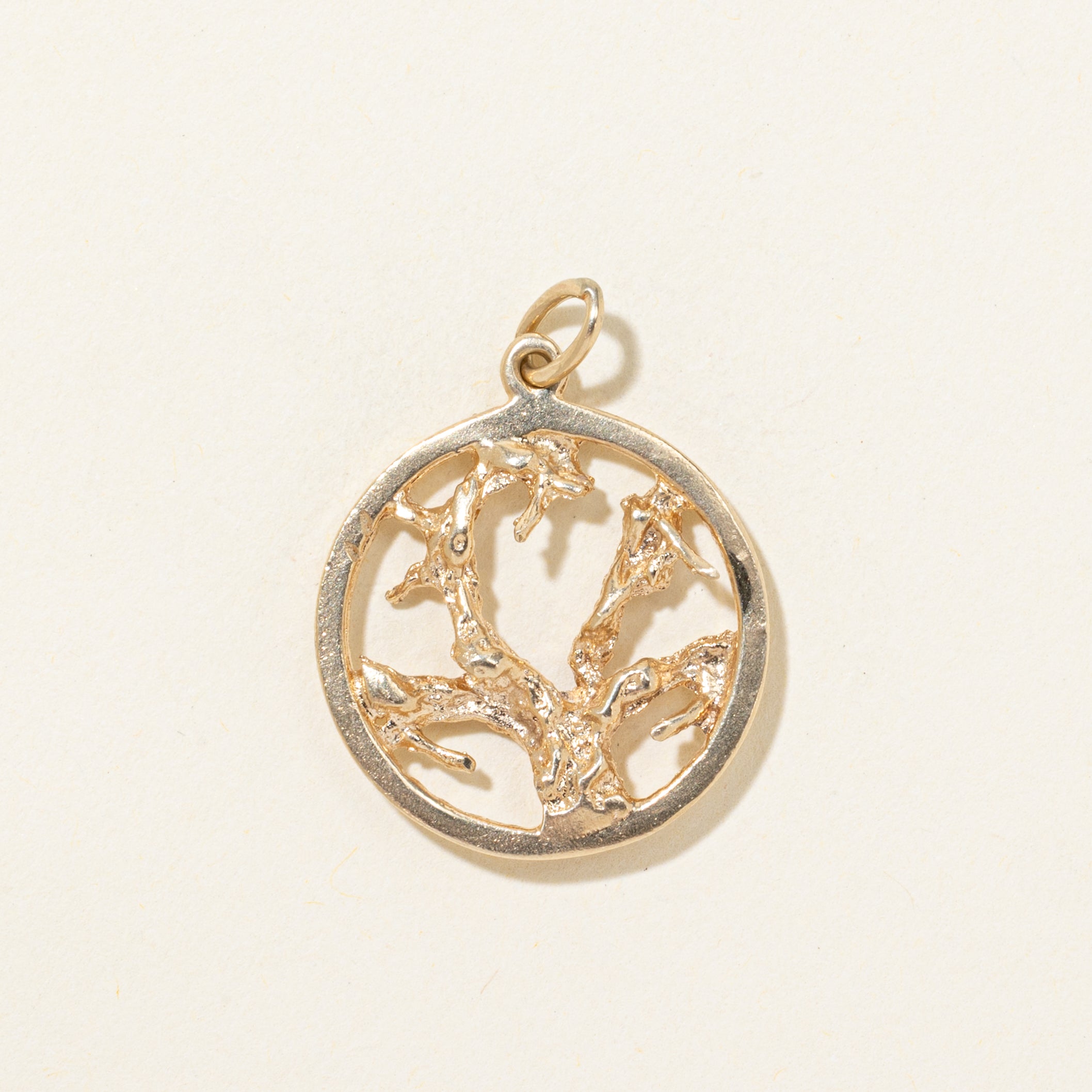 14k Yellow Gold Branches Circle Charm