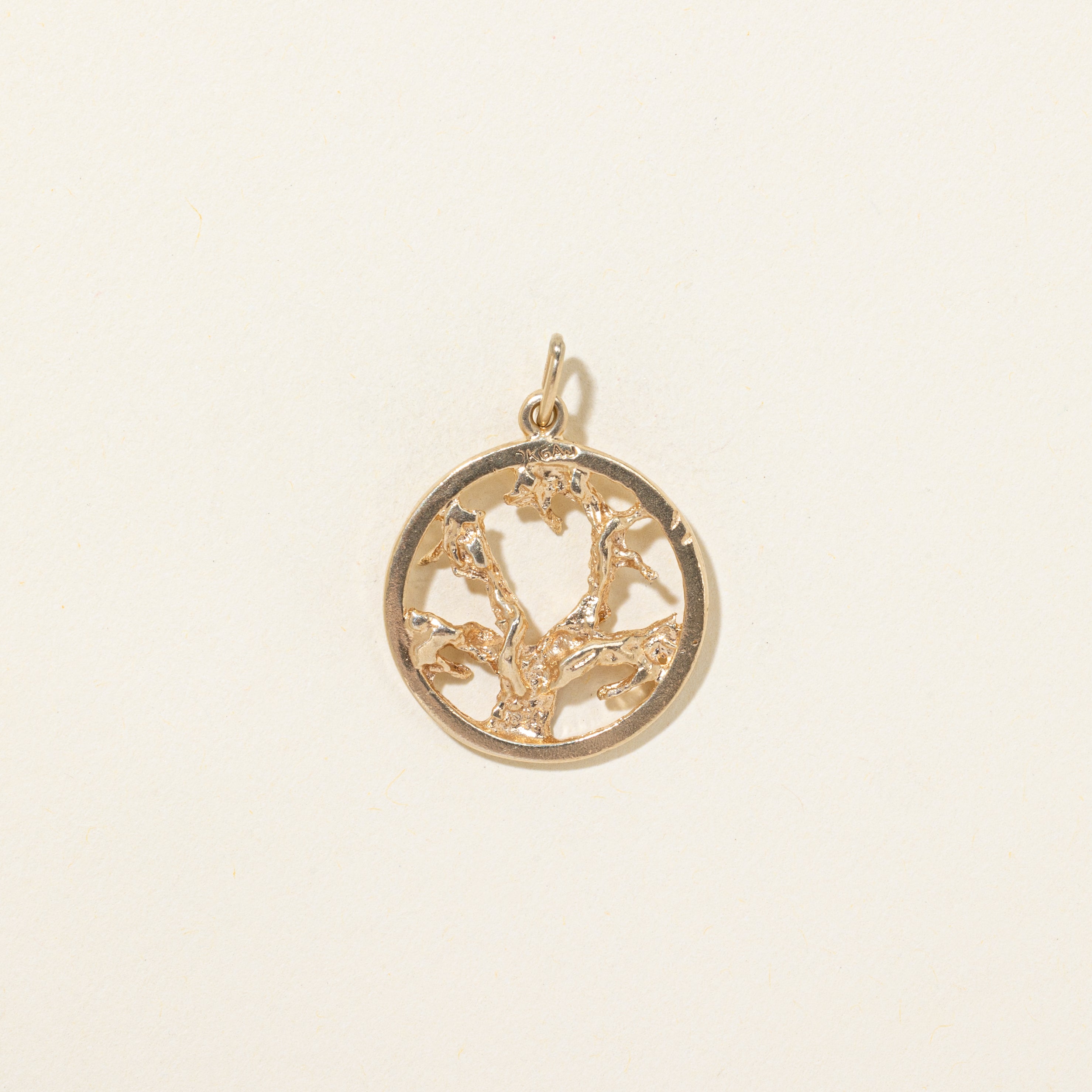 14k Yellow Gold Branches Circle Charm