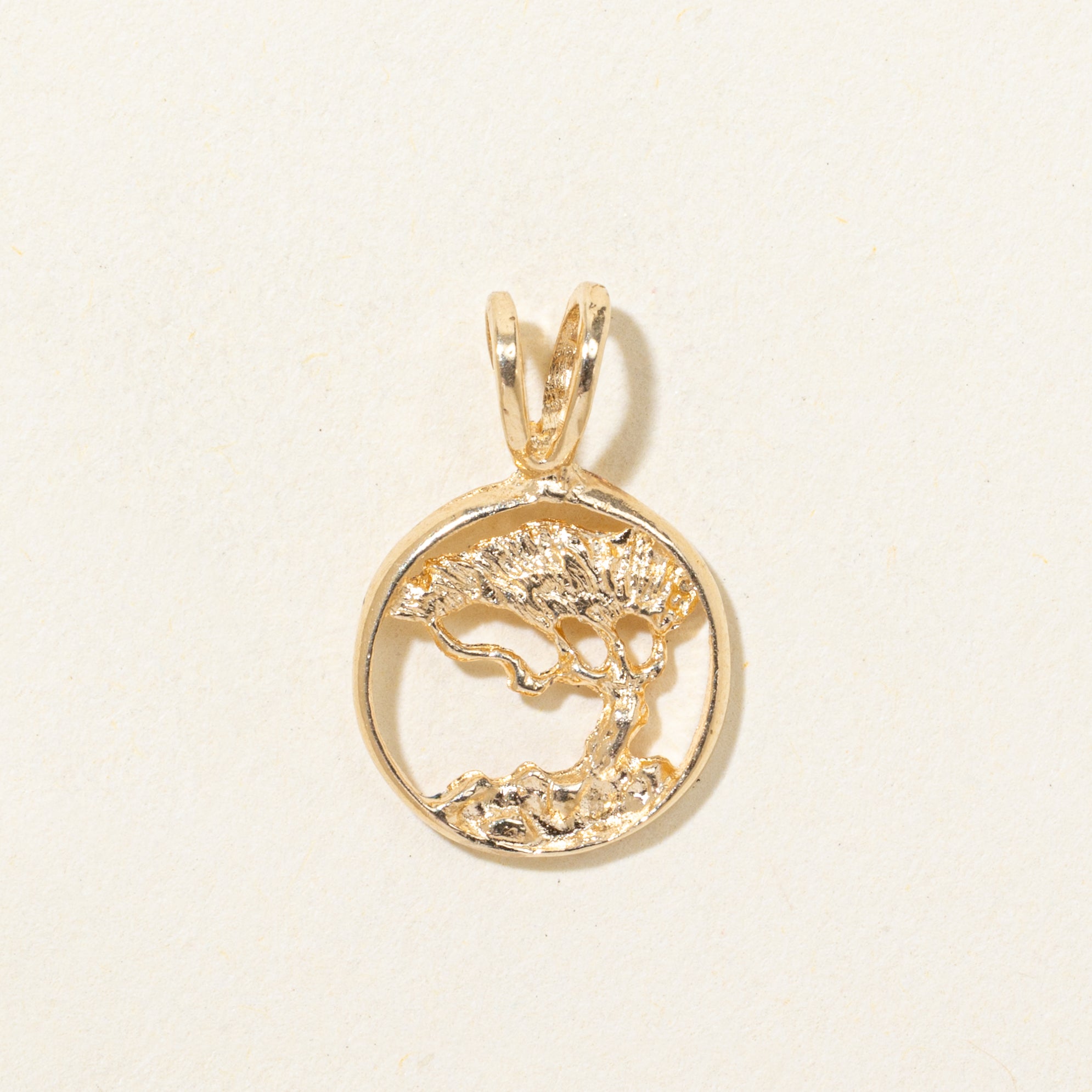 14k Yellow Gold Bonsai Tree Pendant