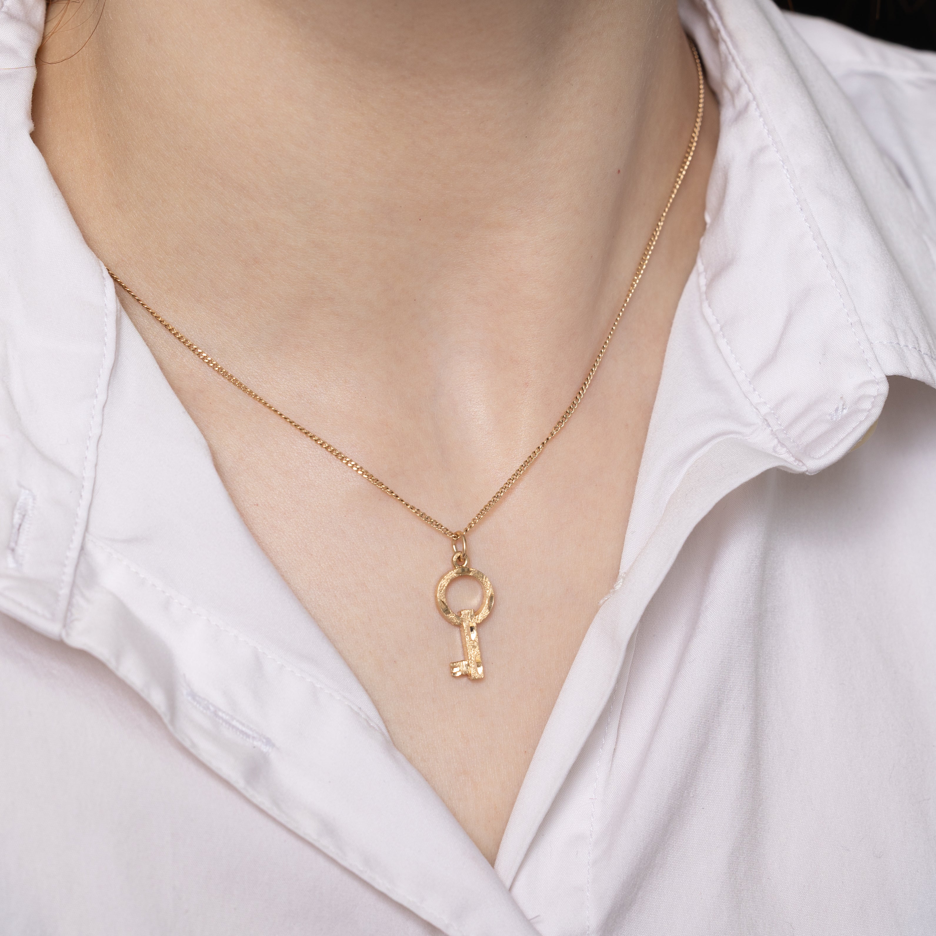 10k Yellow Gold Textured Key Charm