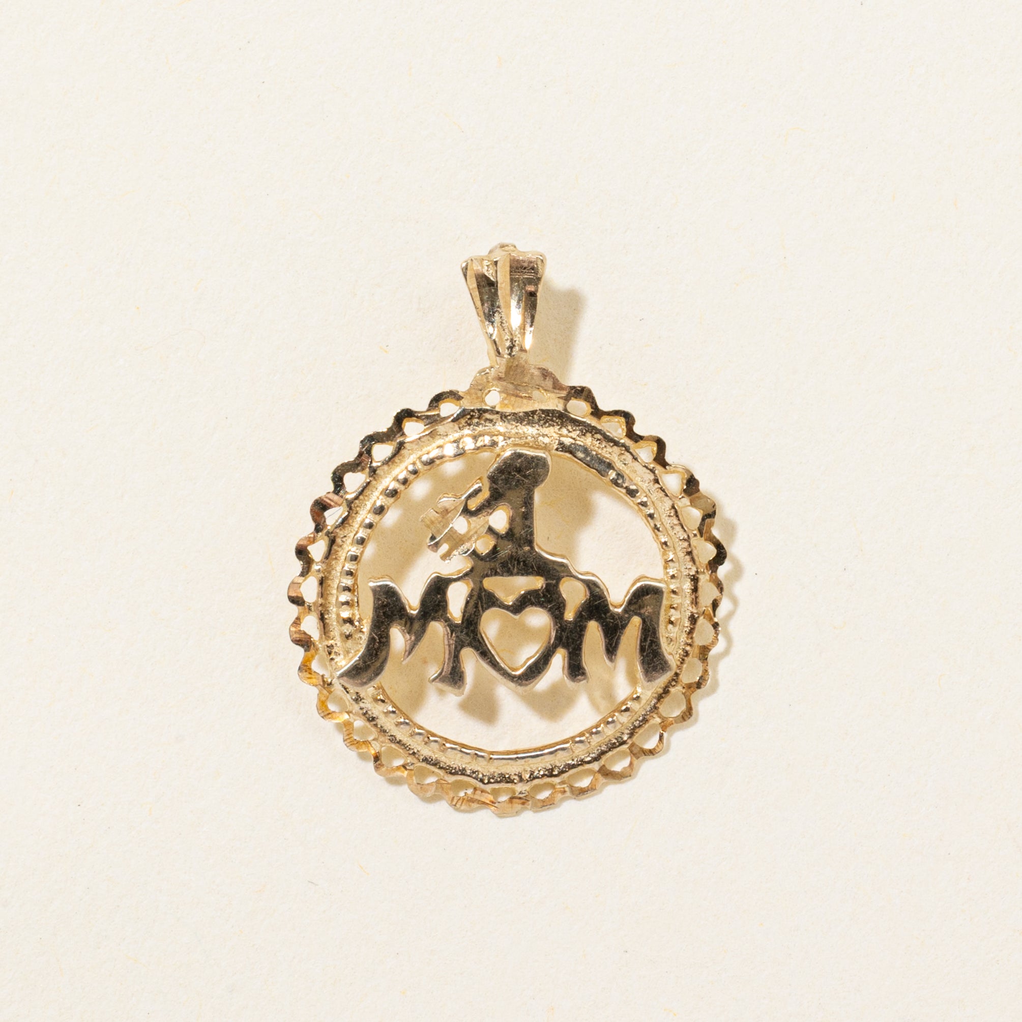 10k Yellow Gold Scalloped "M♡M" Pendant