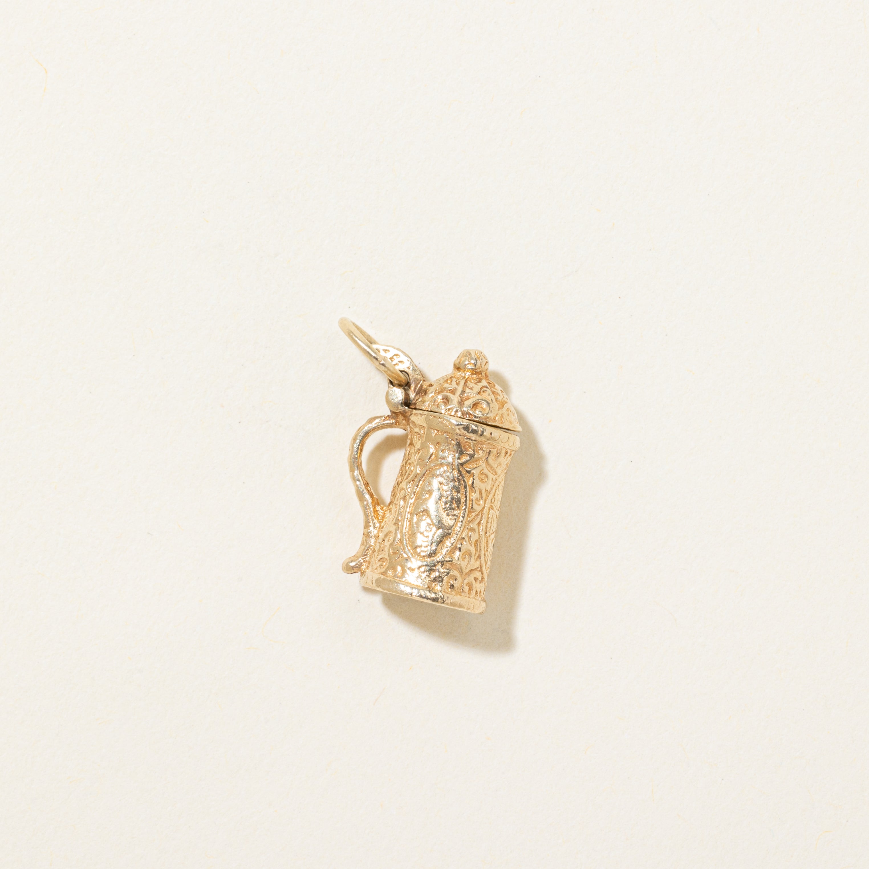 14k Yellow Gold Textured Beer Stein Charm