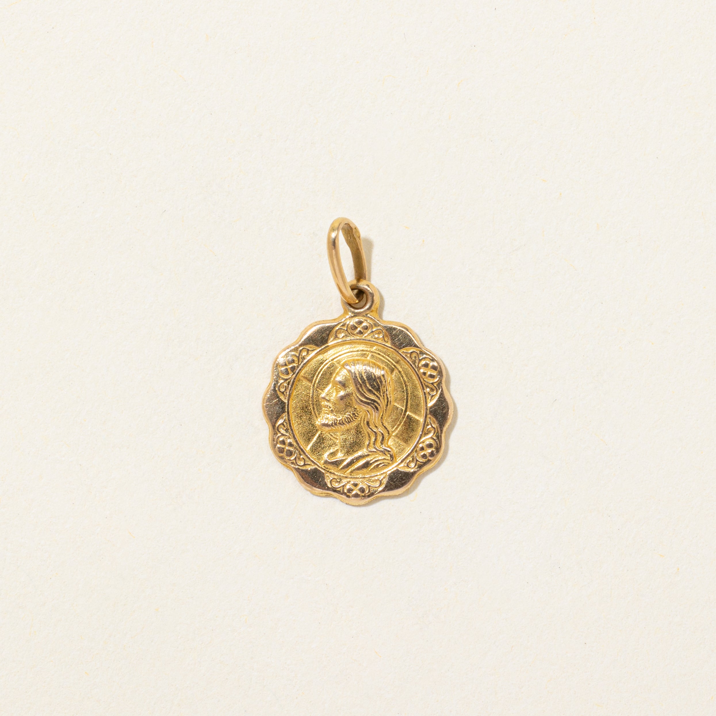 Vintage Italian 18k Yellow Gold 'Dio ti Protegga' Jesus Charm