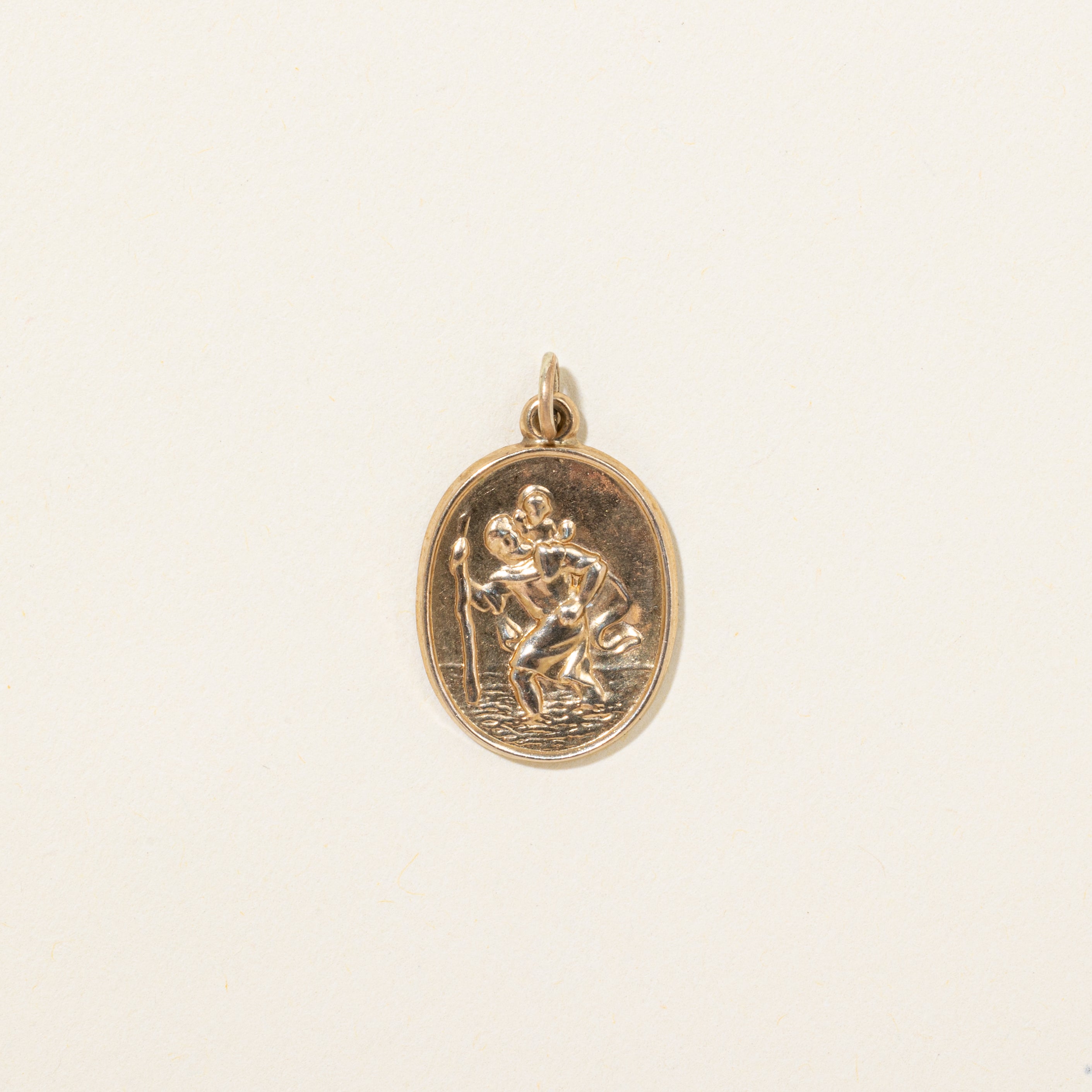 9k Yellow Gold Embossed Saint Christopher Charm