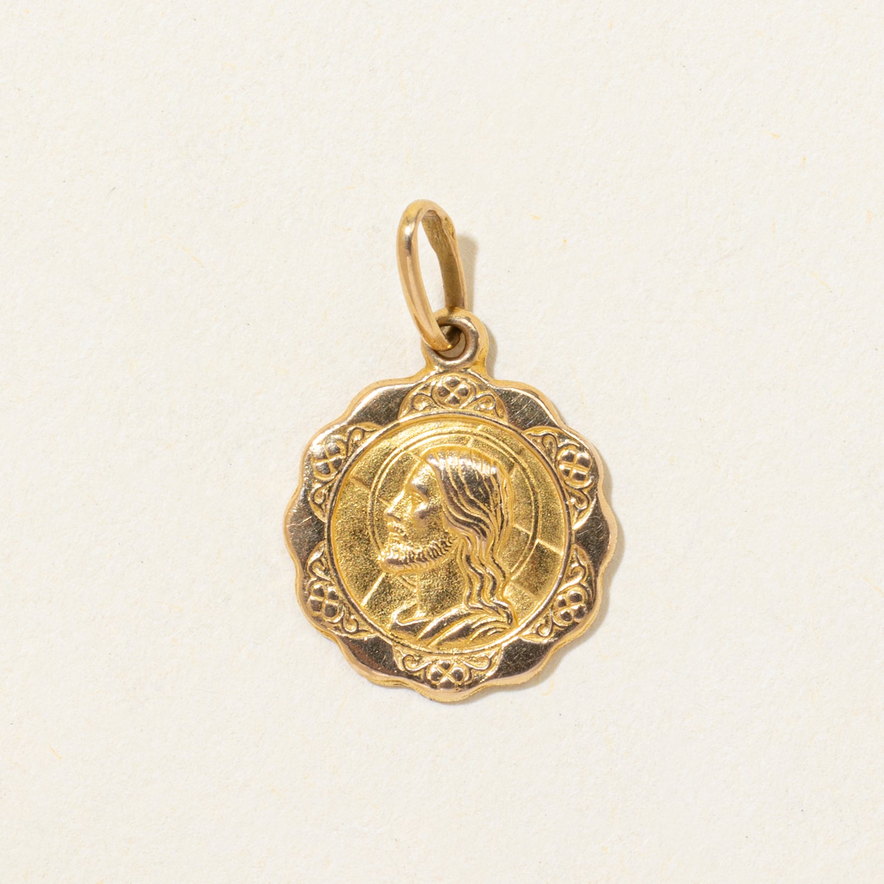 Vintage Italian 18k Yellow Gold 'Dio ti Protegga' Jesus Charm