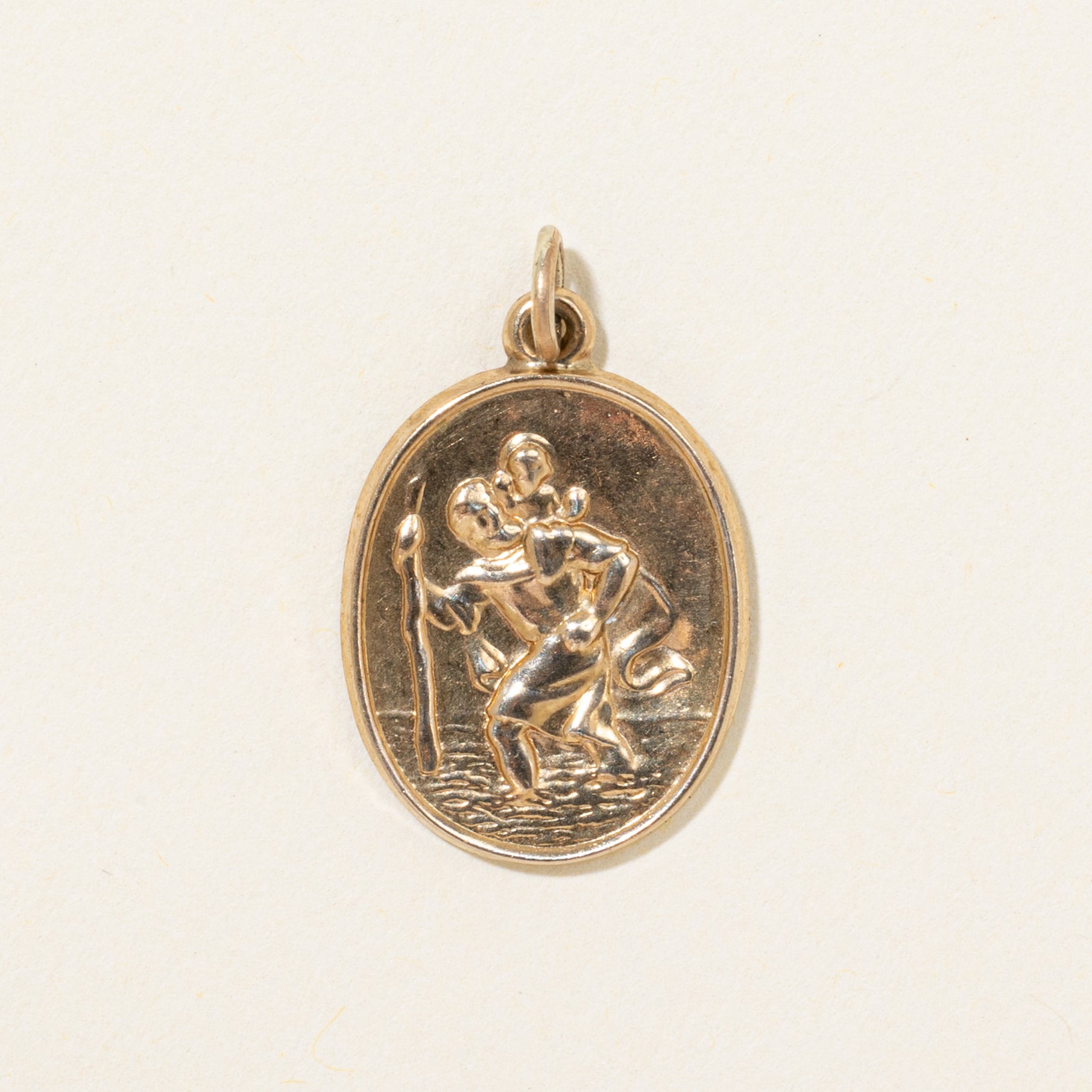 9k Yellow Gold Embossed Saint Christopher Charm